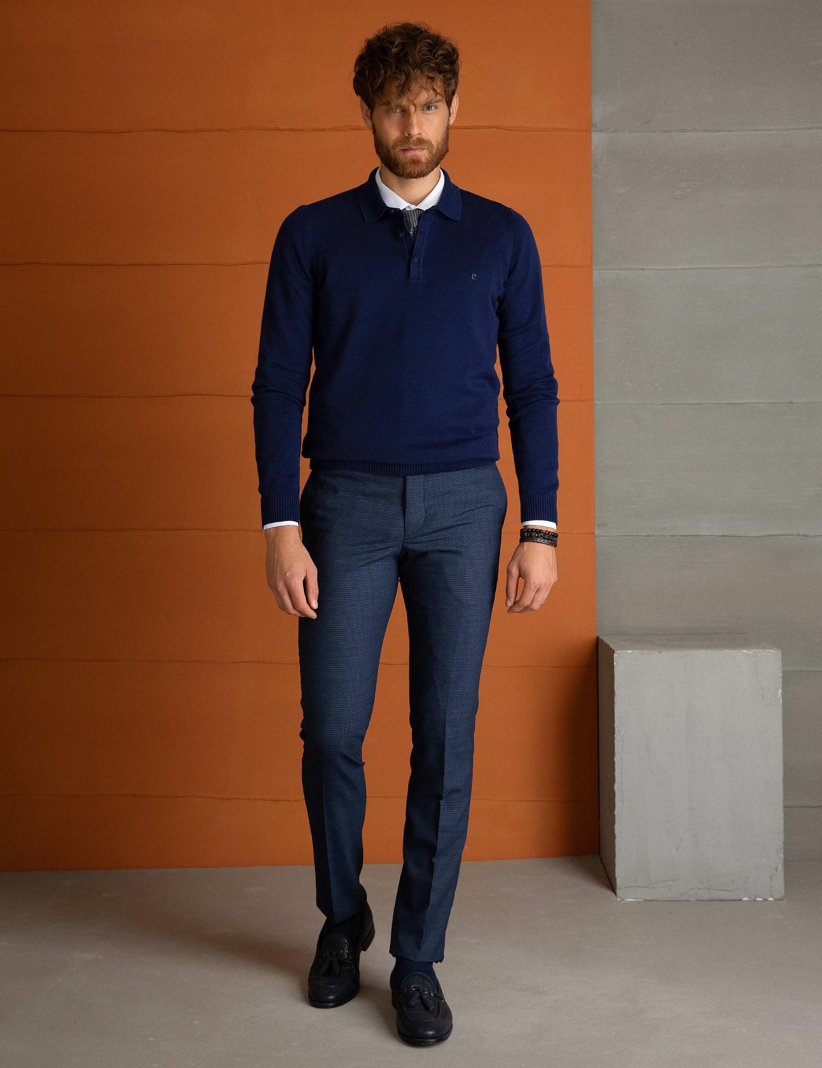 Lacivert Slim Fit Basic Kazak