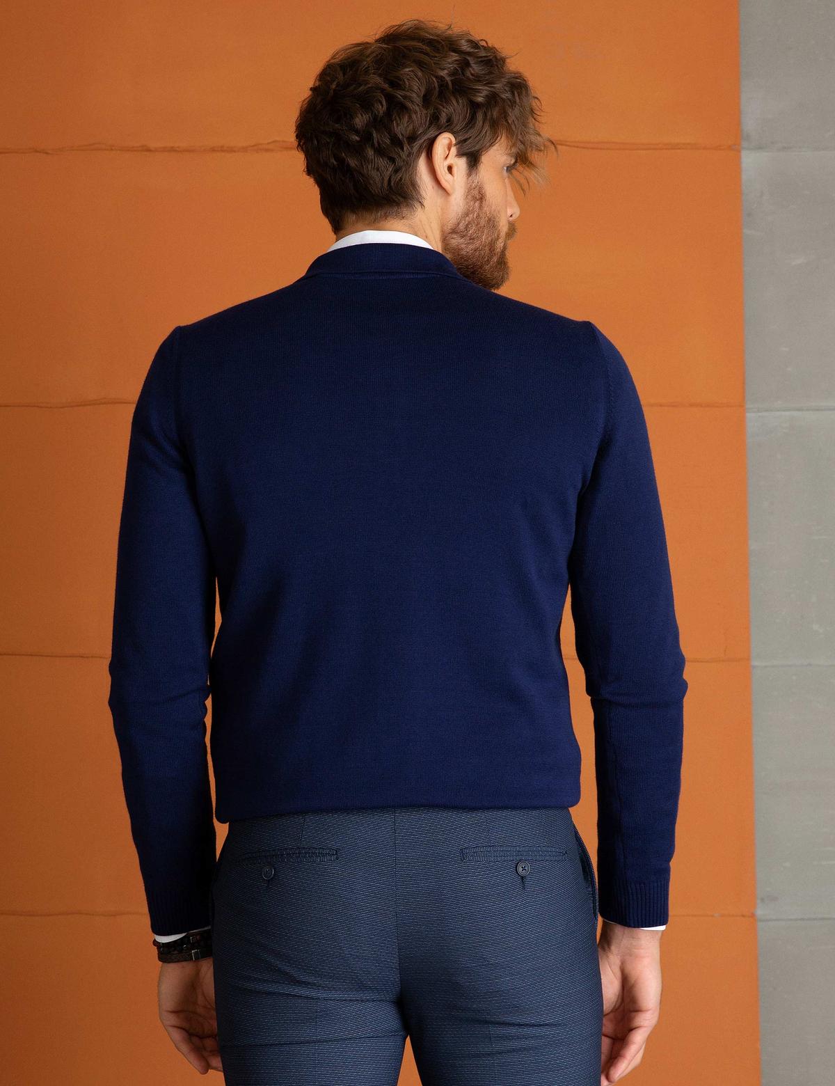 Lacivert Slim Fit Basic Kazak - 50194203042