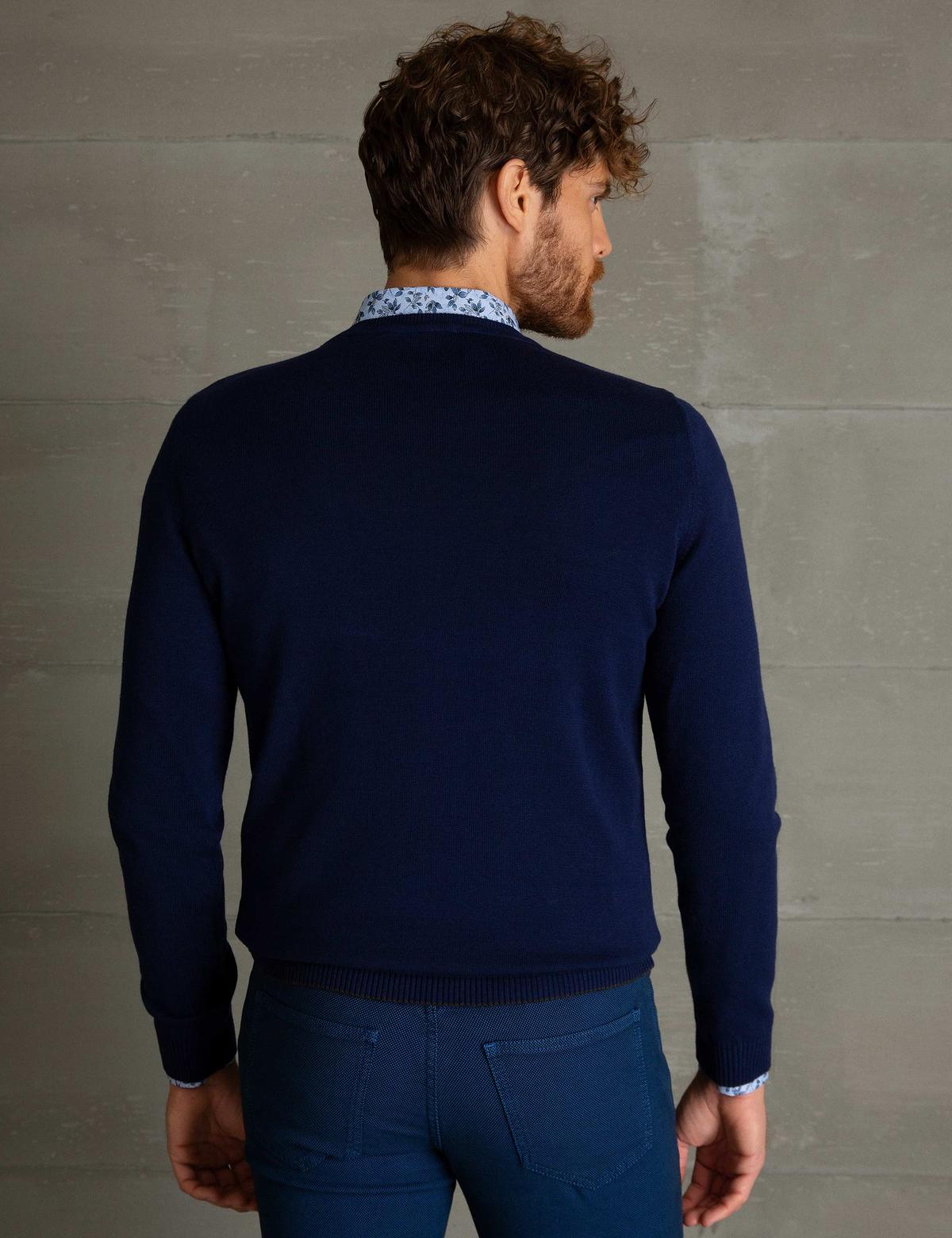 Lacivert Slim Fit Basic Kazak - 50194205043