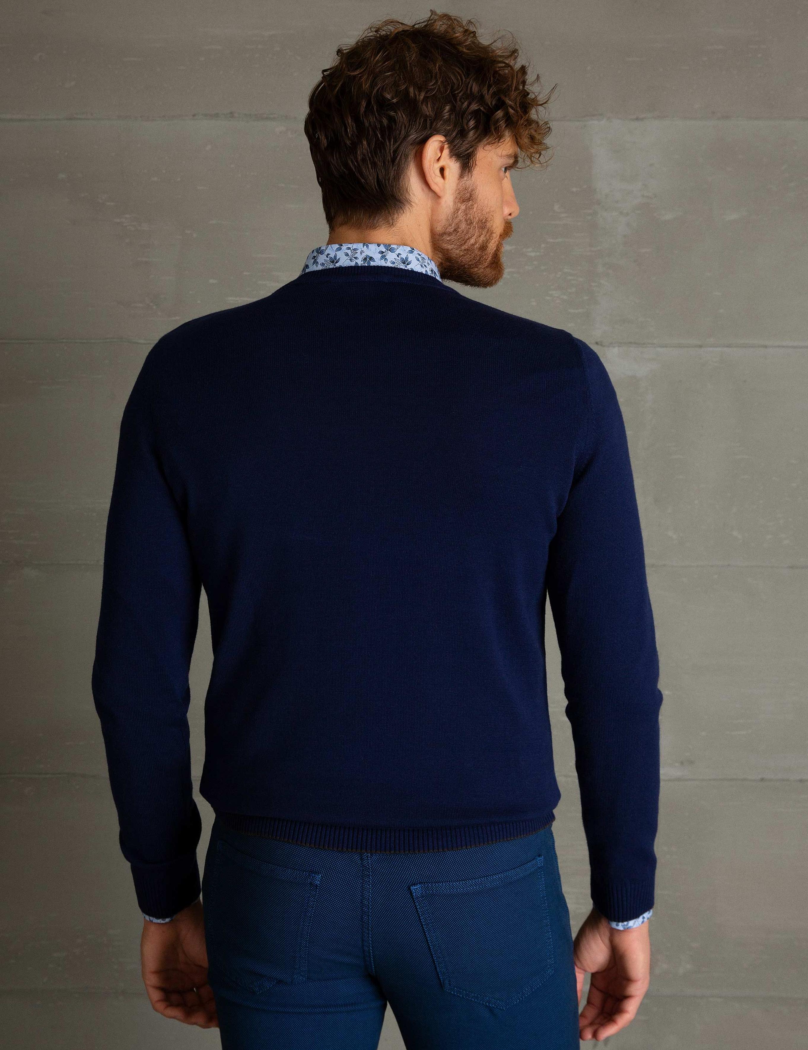 Lacivert Slim Fit Basic Kazak