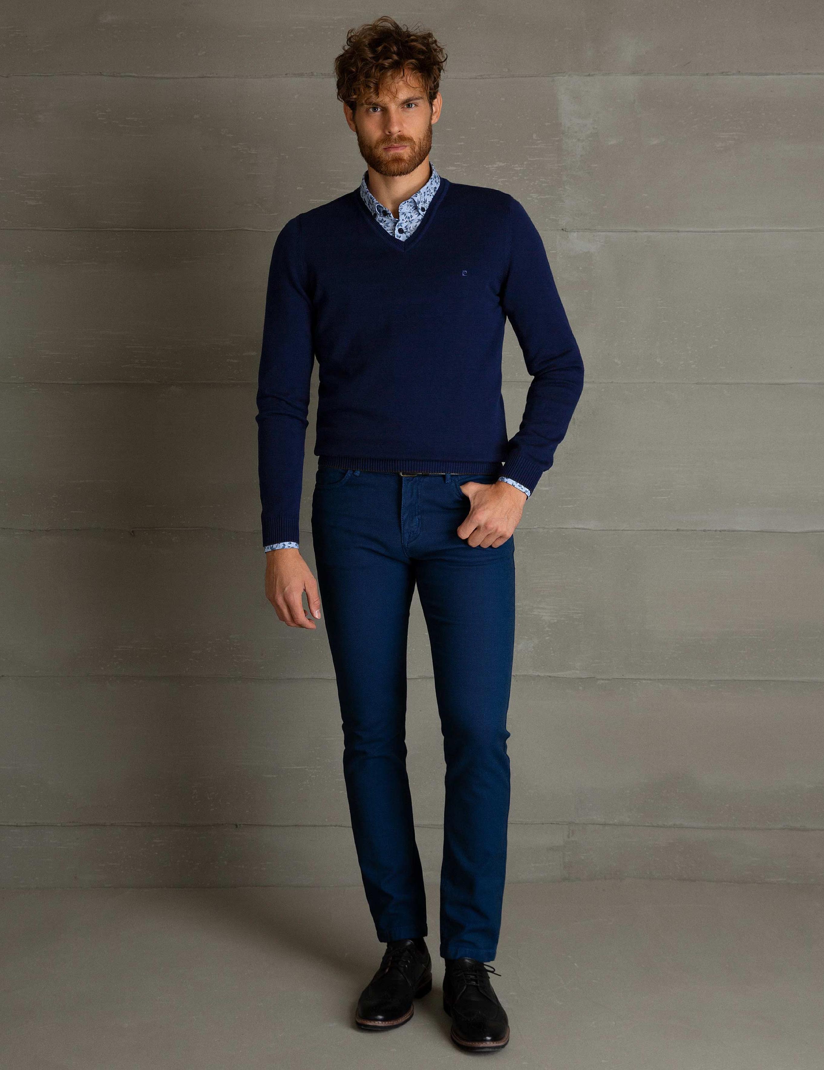 Lacivert Slim Fit Basic Kazak