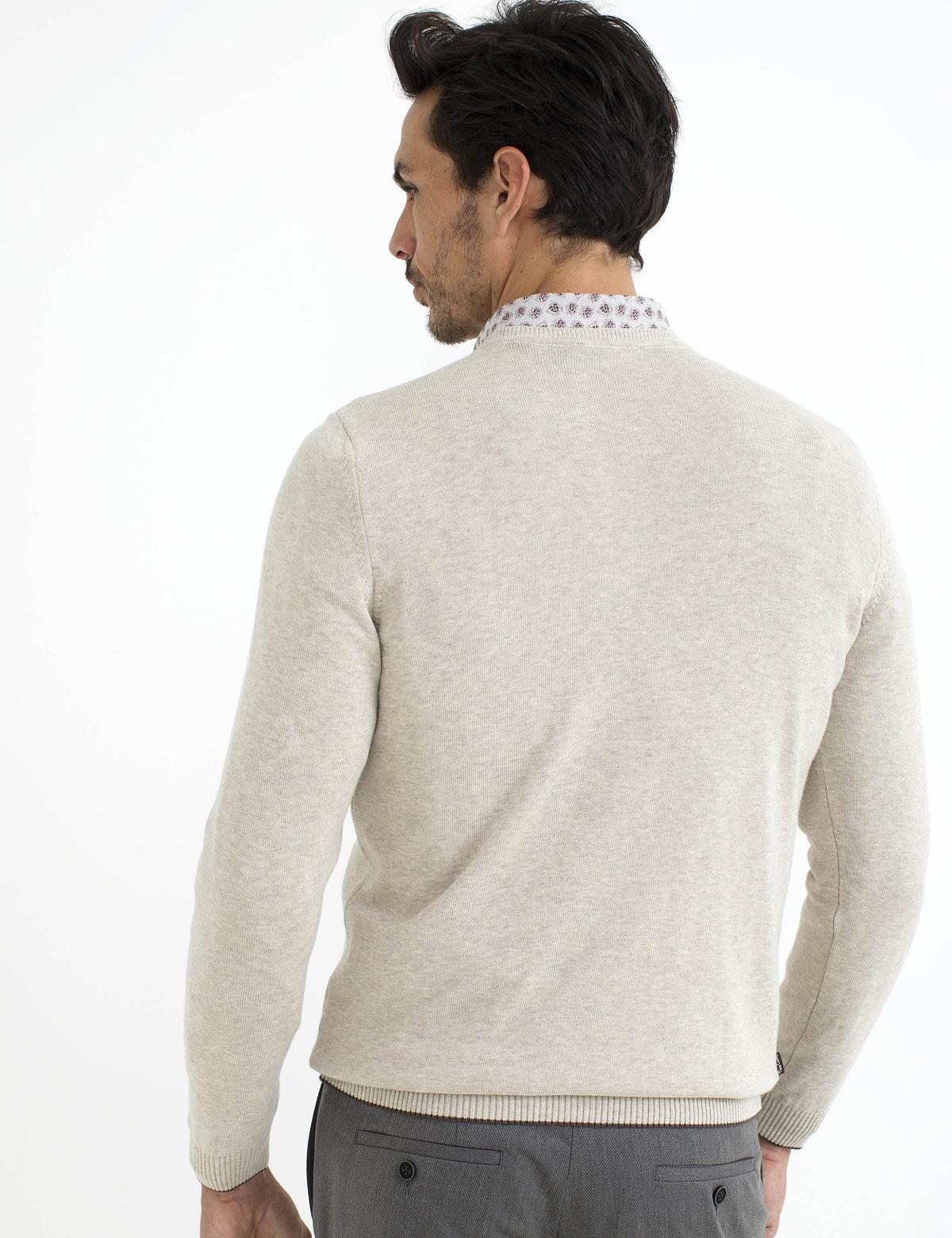 Bej Slim Fit Basic Kazak - 50194205123