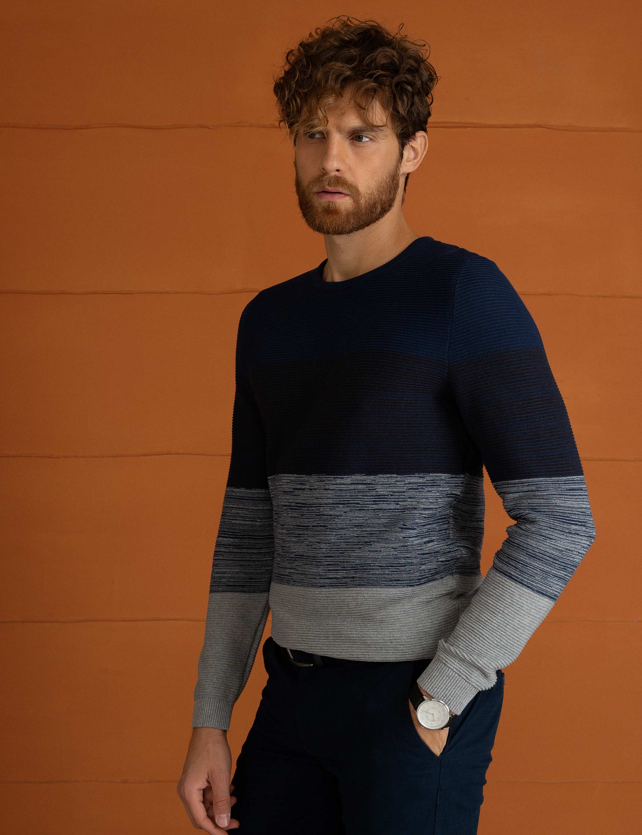 Lacivert Slim Fit Triko Kazak - Image 3