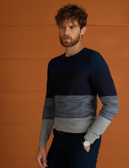 Lacivert Slim Fit Triko Kazak - 50194854043