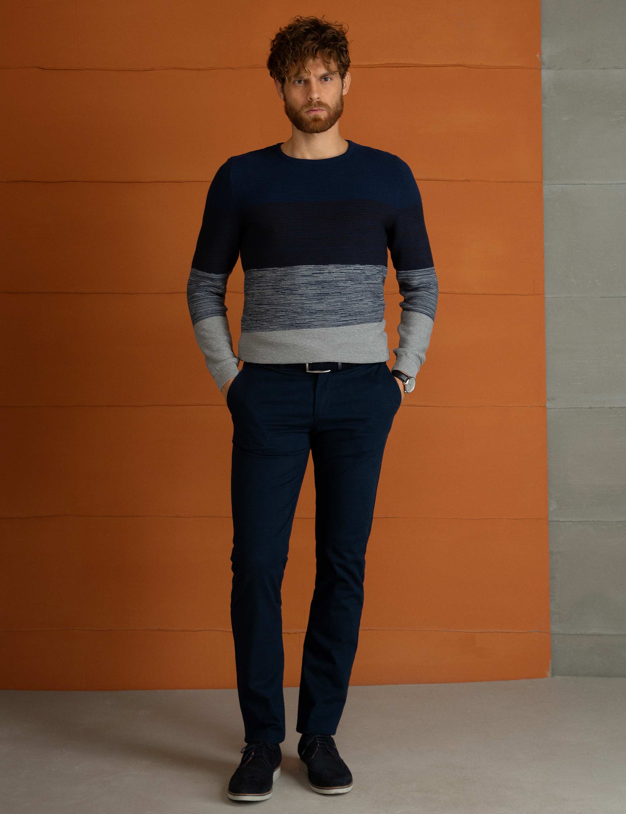 Lacivert Slim Fit Triko Kazak - Image 1