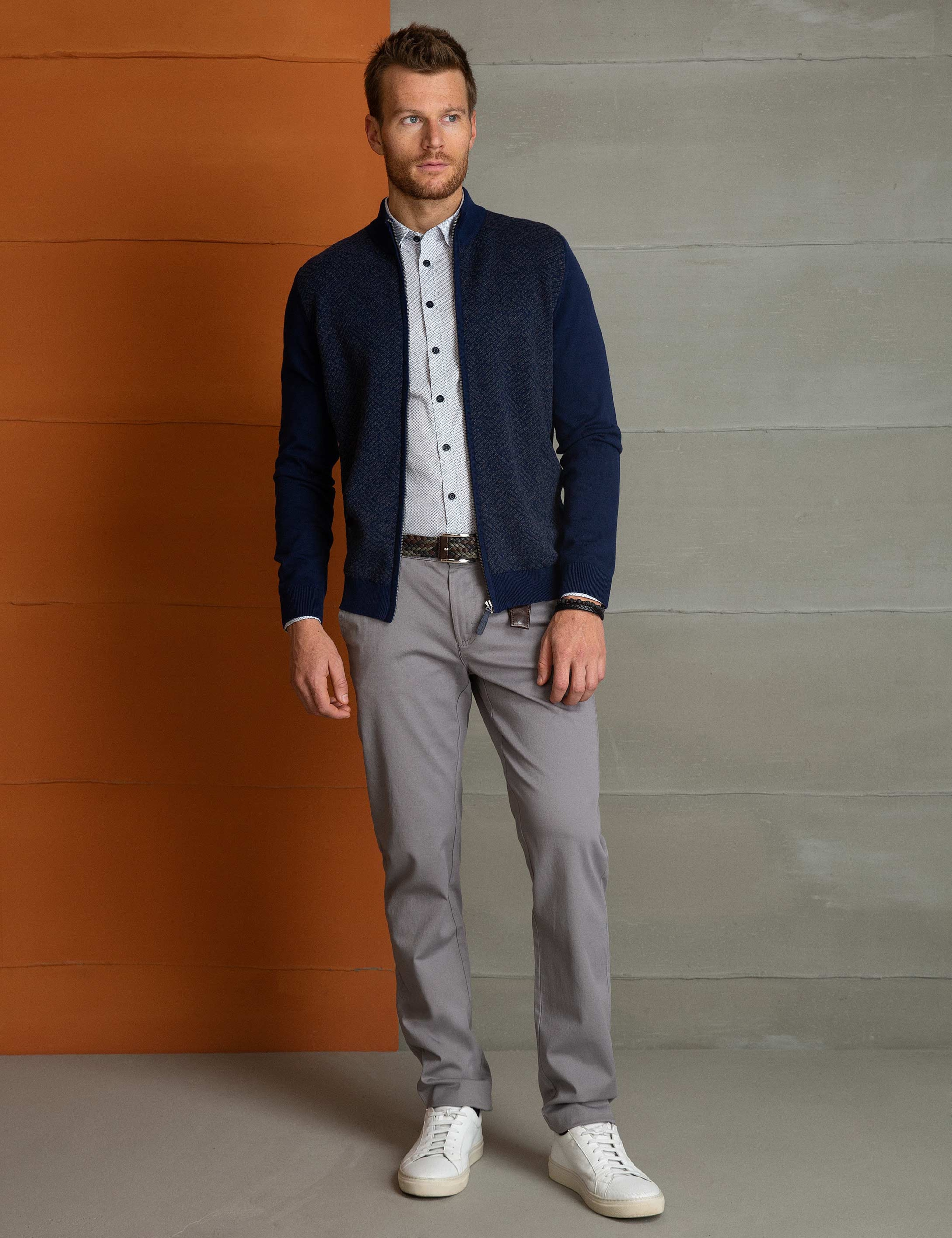 Lacivert Slim Fit Triko Hırka - Image 1