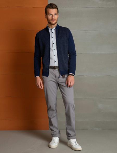Lacivert Slim Fit Triko Hırka - 50194890003