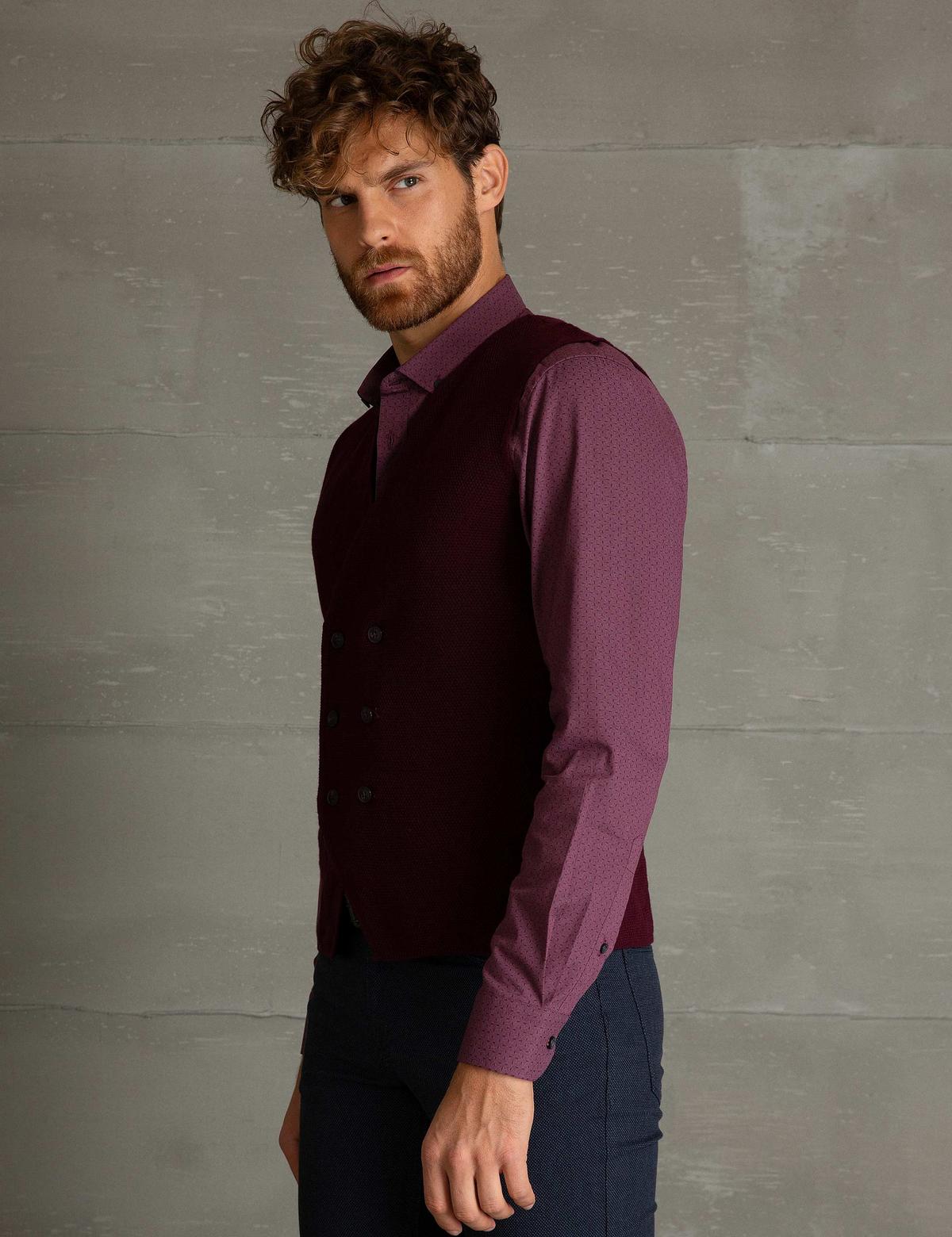 Bordo Slim Fit Triko Yelek - 50197473010