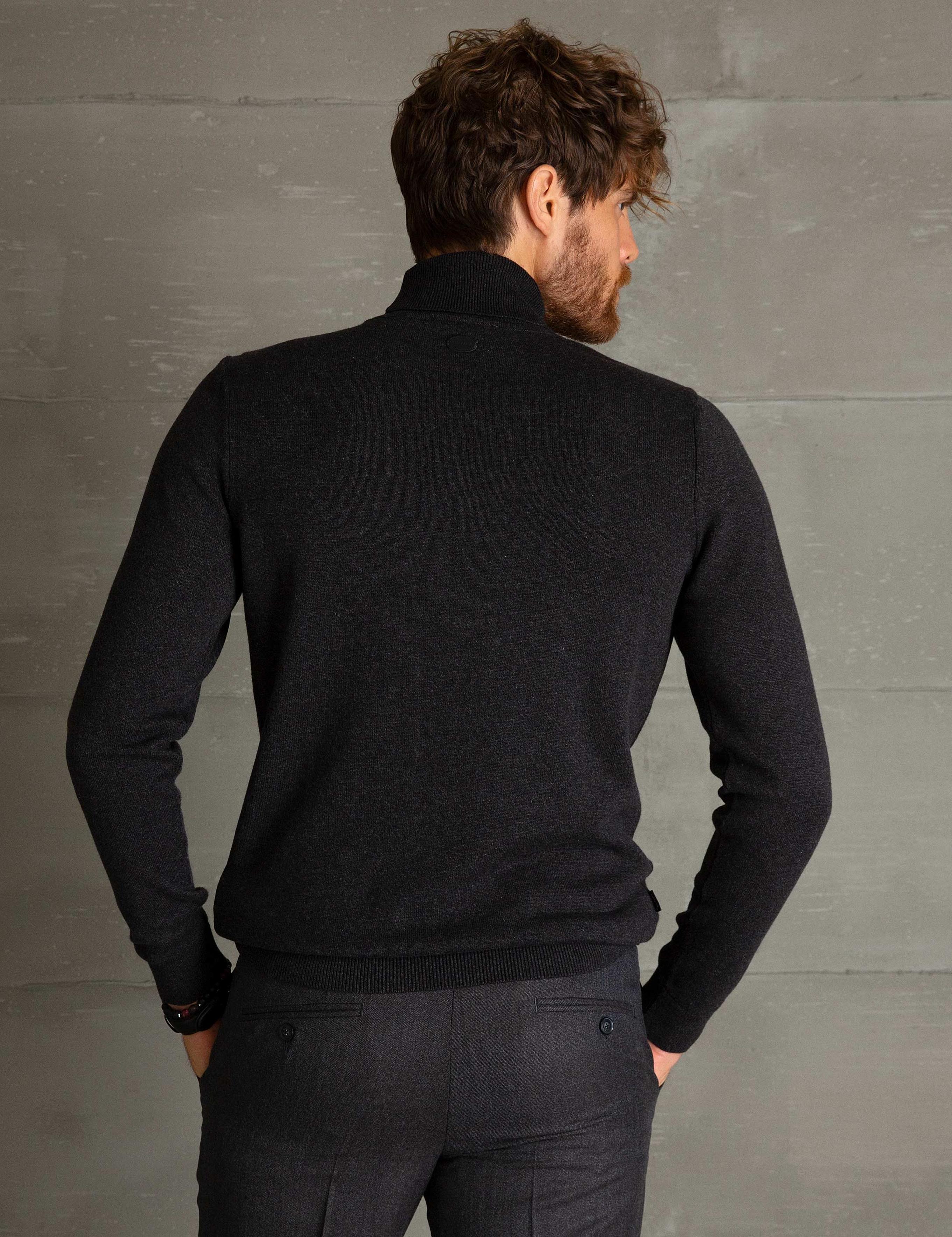 Antrasit Melanj Slim Fit Triko Kazak