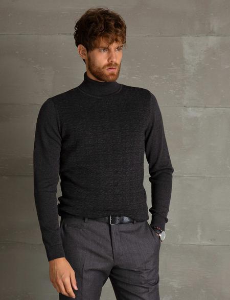 Antrasit Melanj Slim Fit Triko Kazak - 50197166014