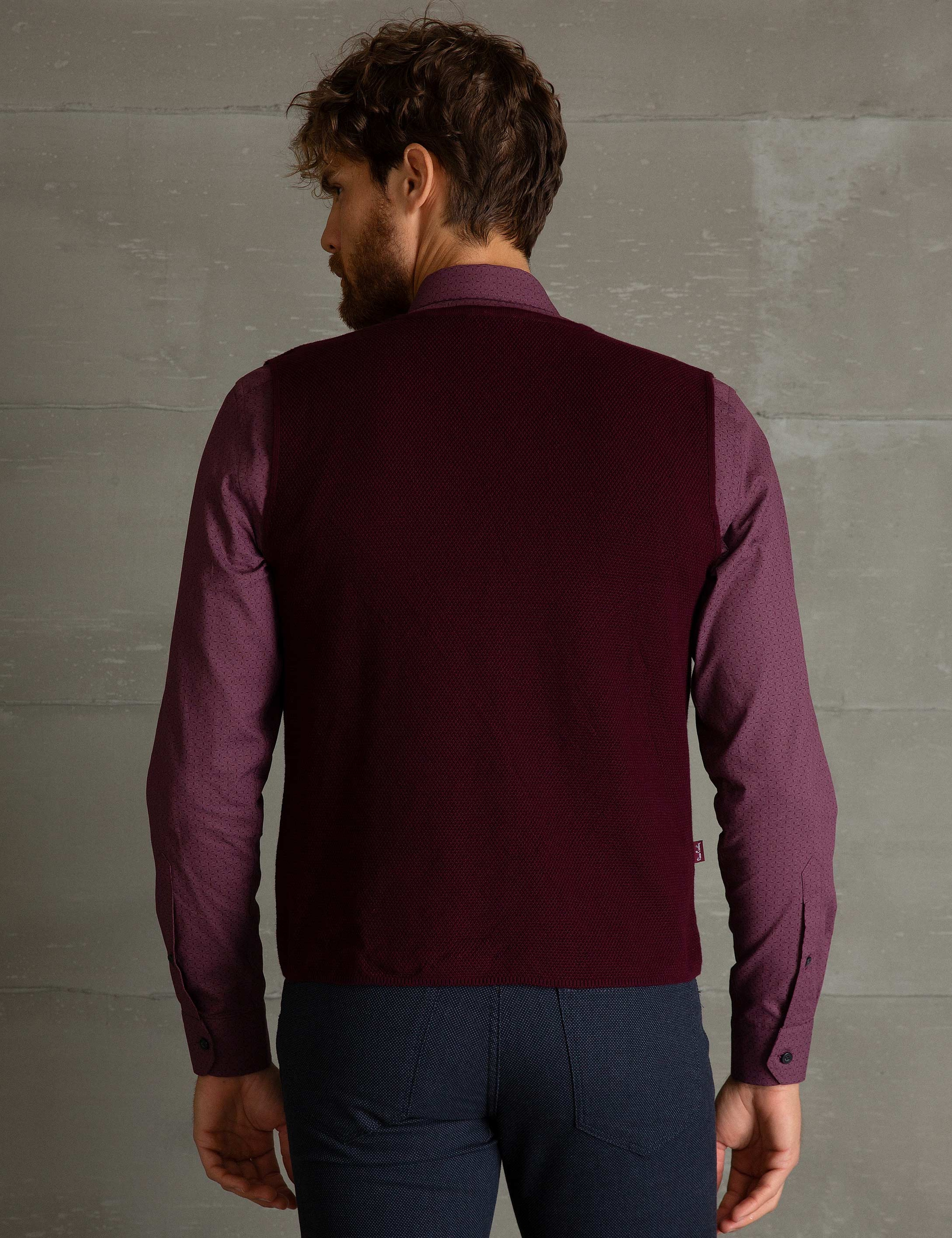 Bordo Slim Fit Triko Yelek - Image 4