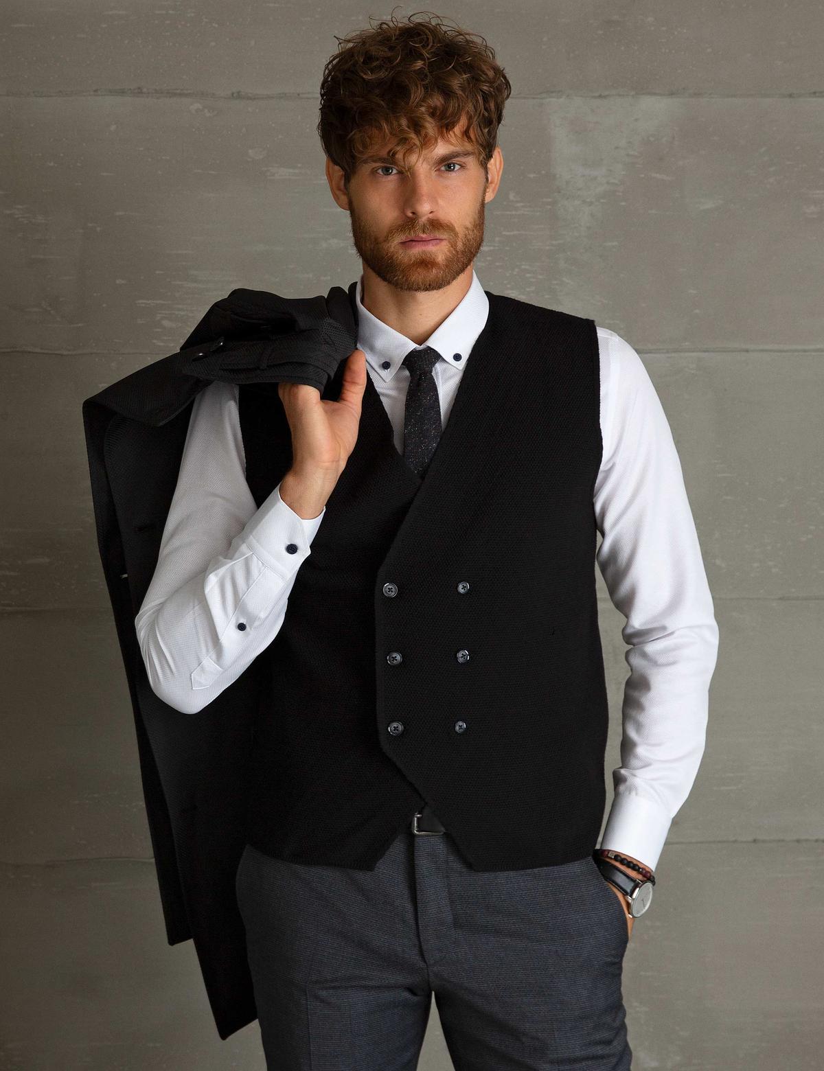 Siyah Triko Yelek - 50197473023