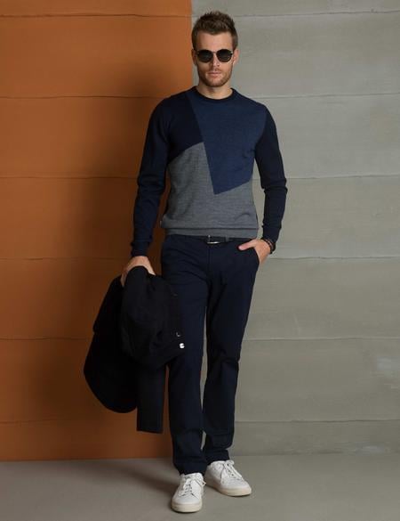 Lacivert Slim Fit Triko Kazak - 50193387066