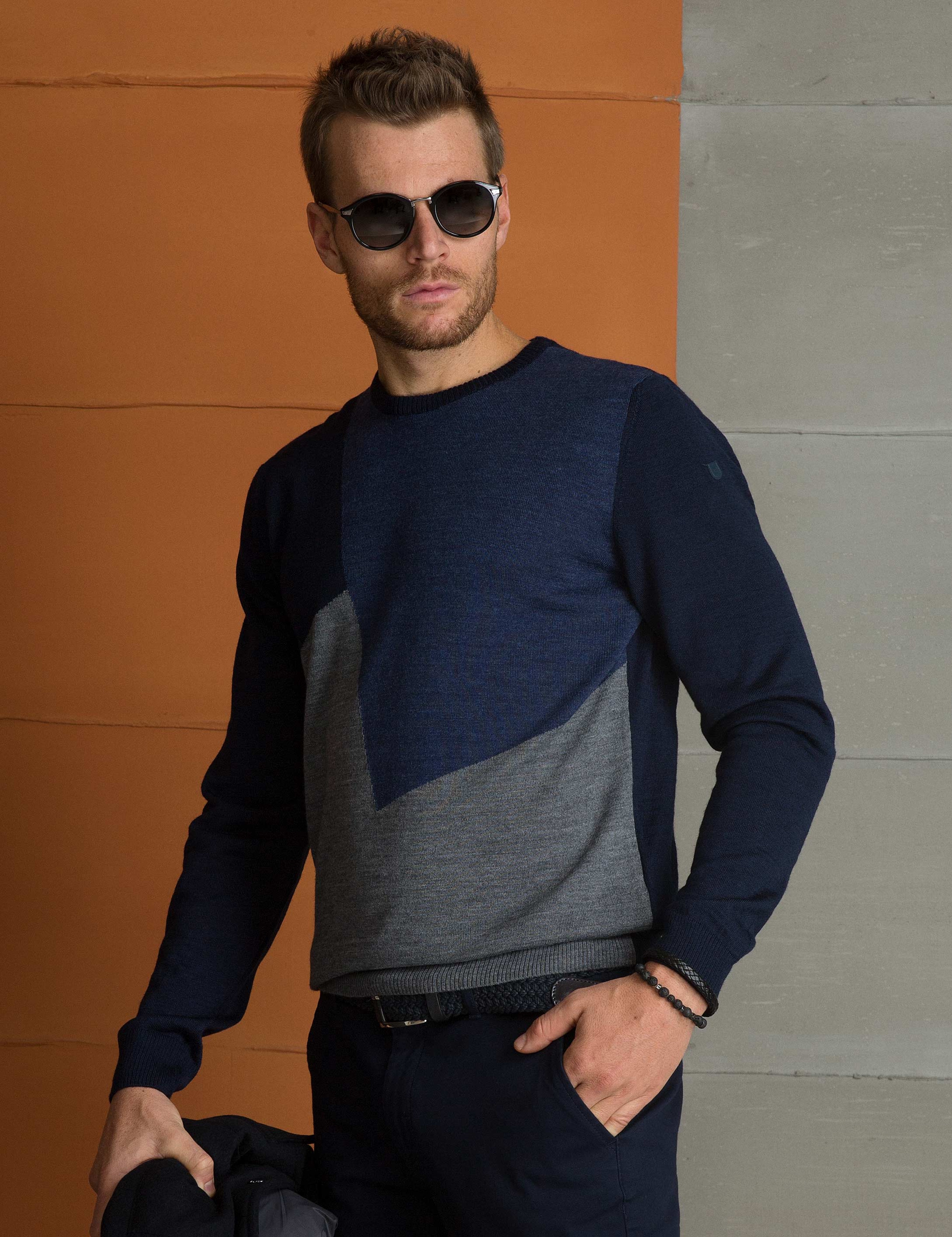 Lacivert Slim Fit Triko Kazak - Image 3