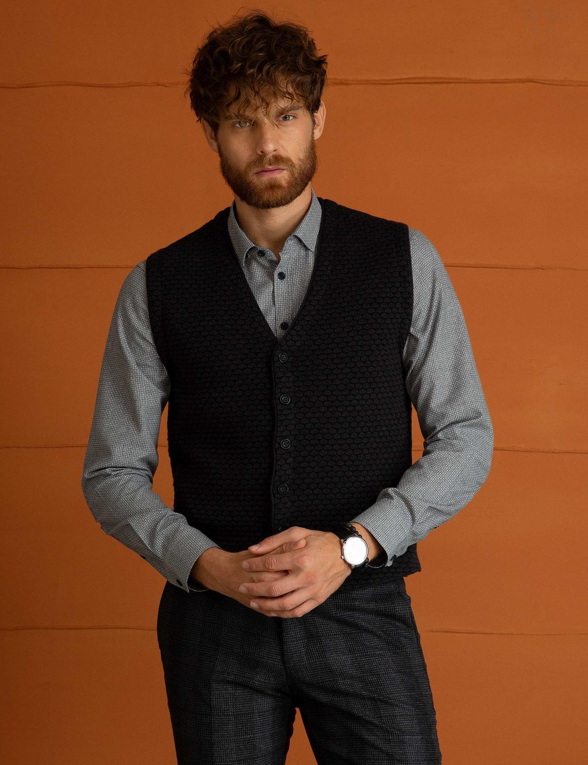 Gri Triko Yelek - 50196041024