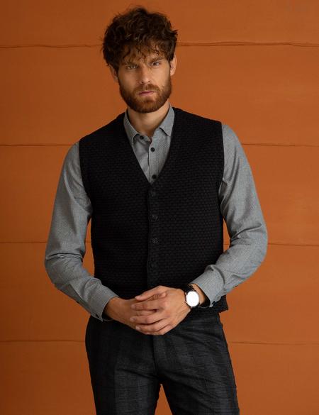 Gri Triko Yelek - 50196041024