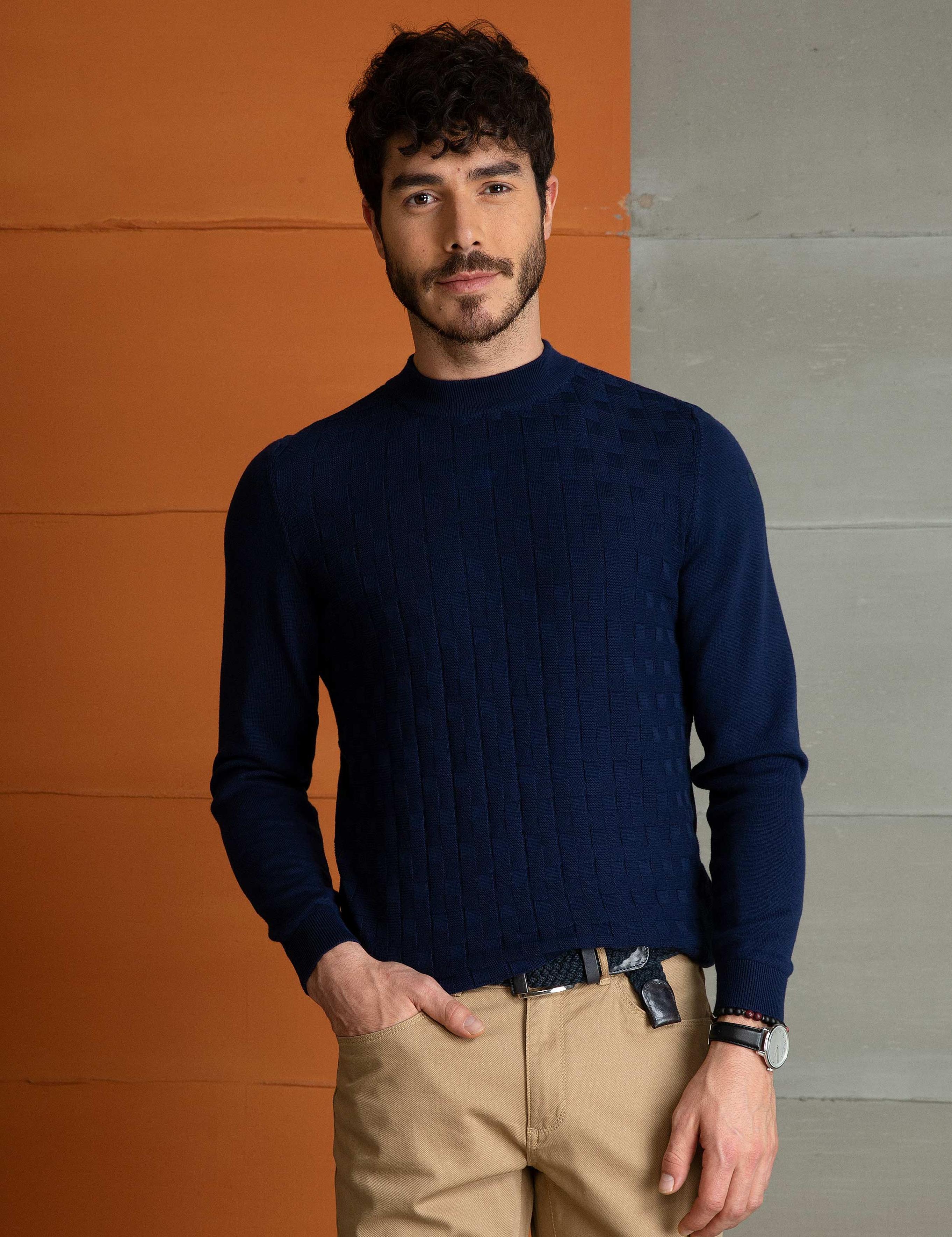 Lacivert Slim Fit Kazak