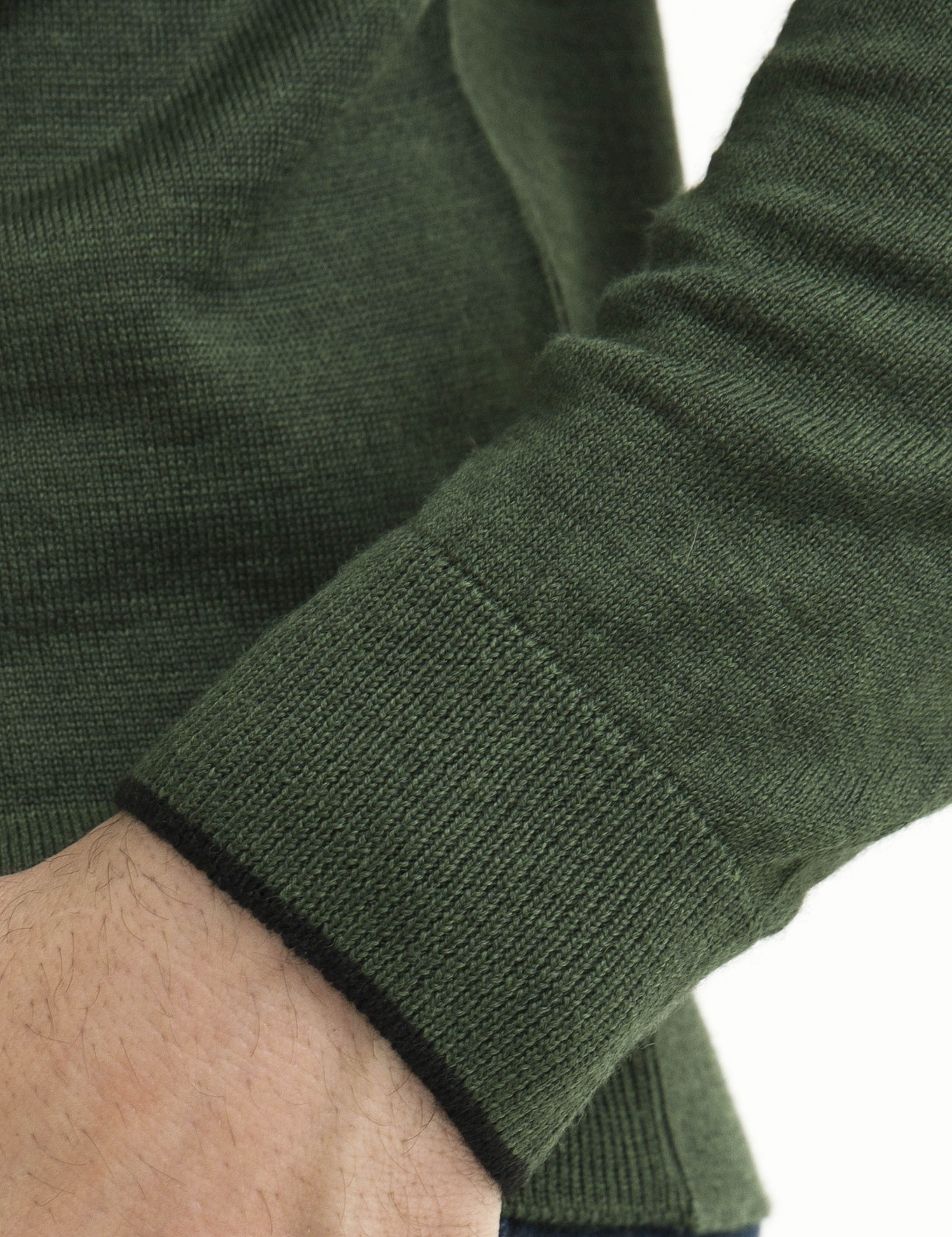 Yeşil Slim Fit Bisiklet Yaka Basic Triko Kazak