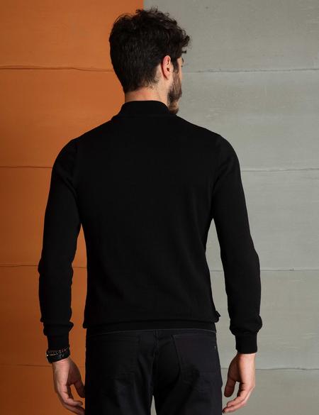 Siyah Slim Fit Triko Kazak - 50194104057