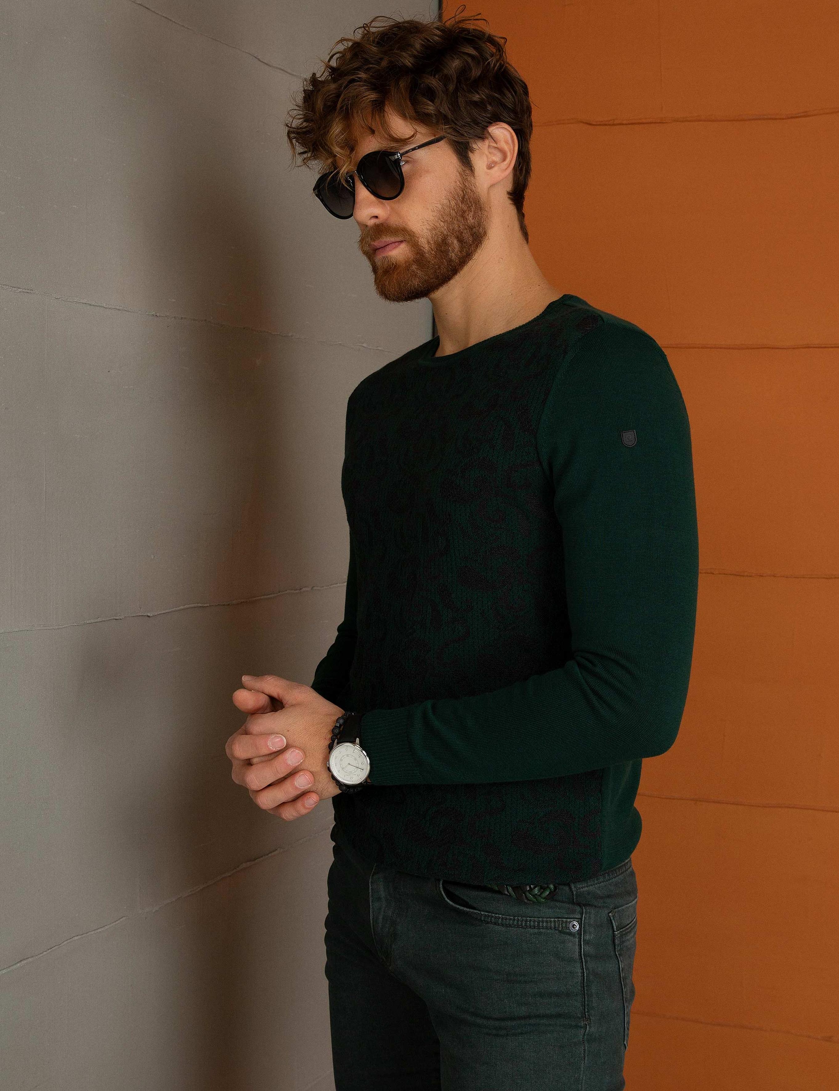 Yeşil Slim Fit Triko Kazak