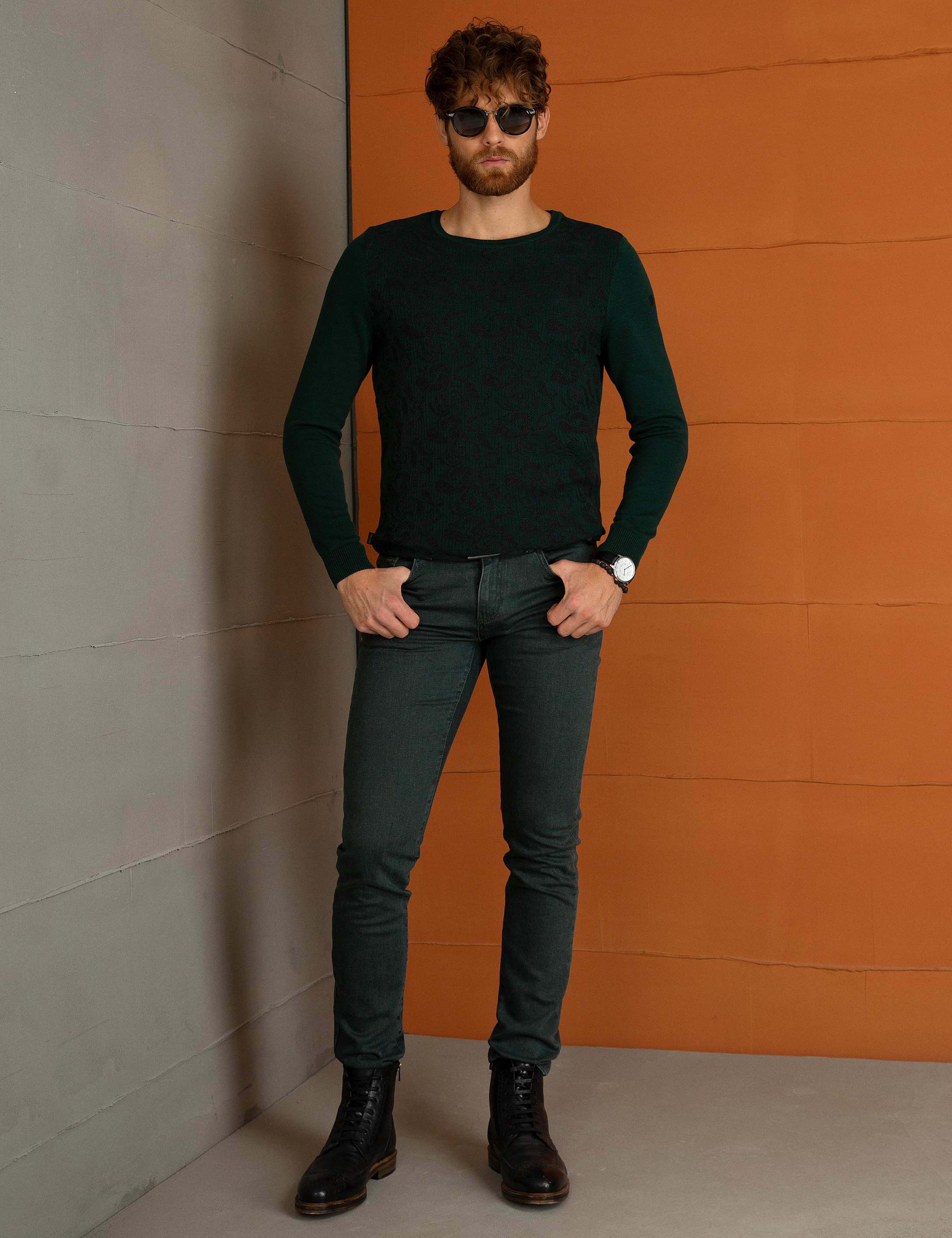 Yeşil Slim Fit Triko Kazak - Image 1