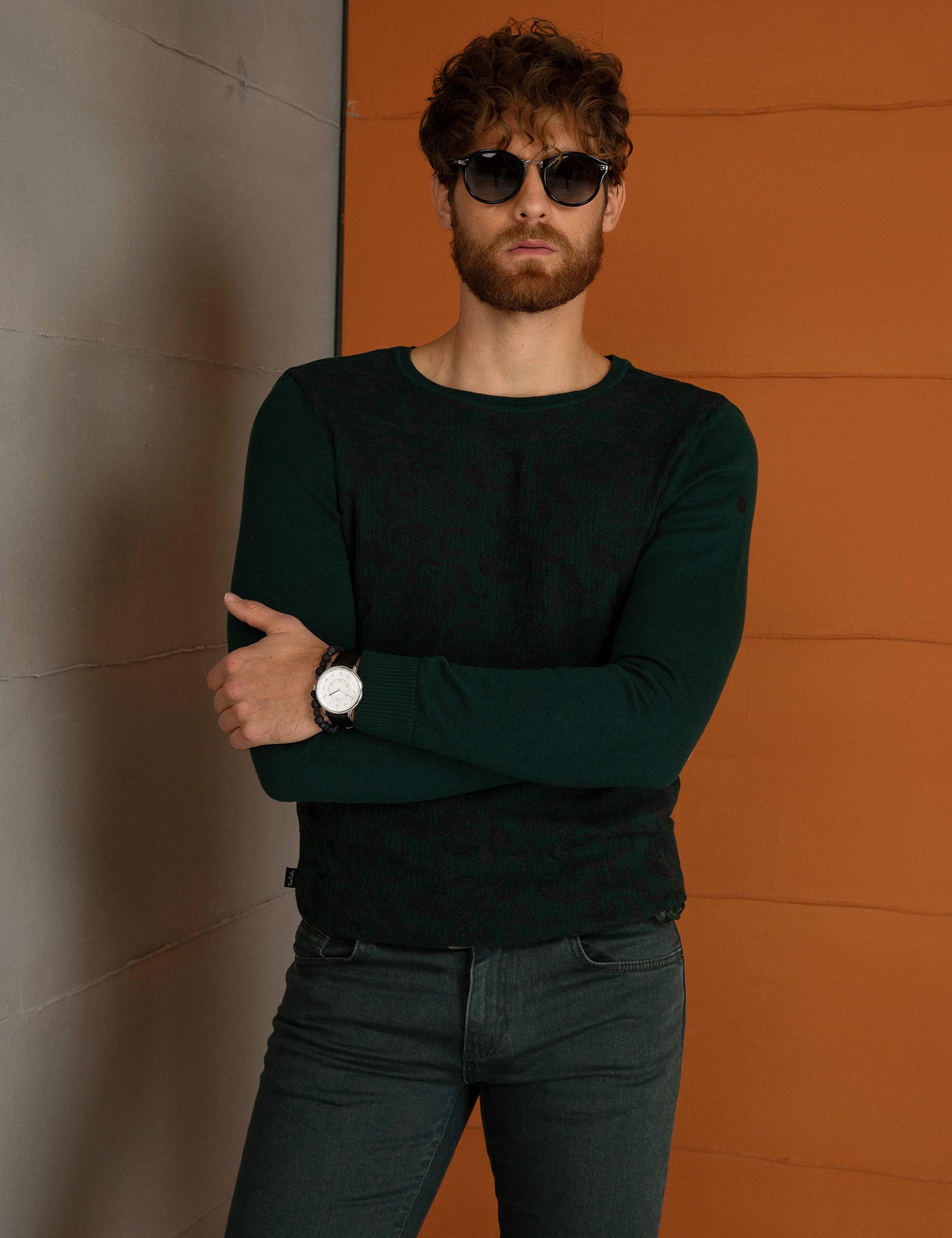 Yeşil Slim Fit Triko Kazak