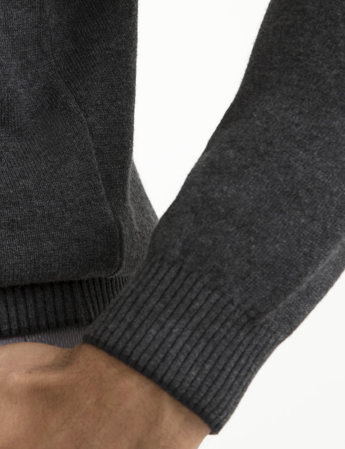 Gri Melanj Slim Fit Bisiklet Yaka Basic Triko Kazak - 50194202093