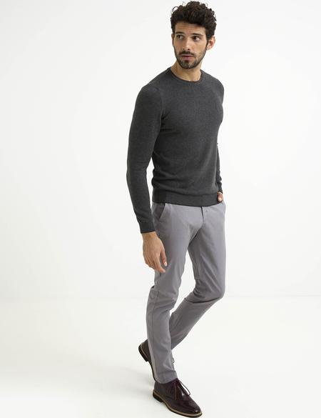 Gri Melanj Slim Fit Bisiklet Yaka Basic Triko Kazak - 50194202093