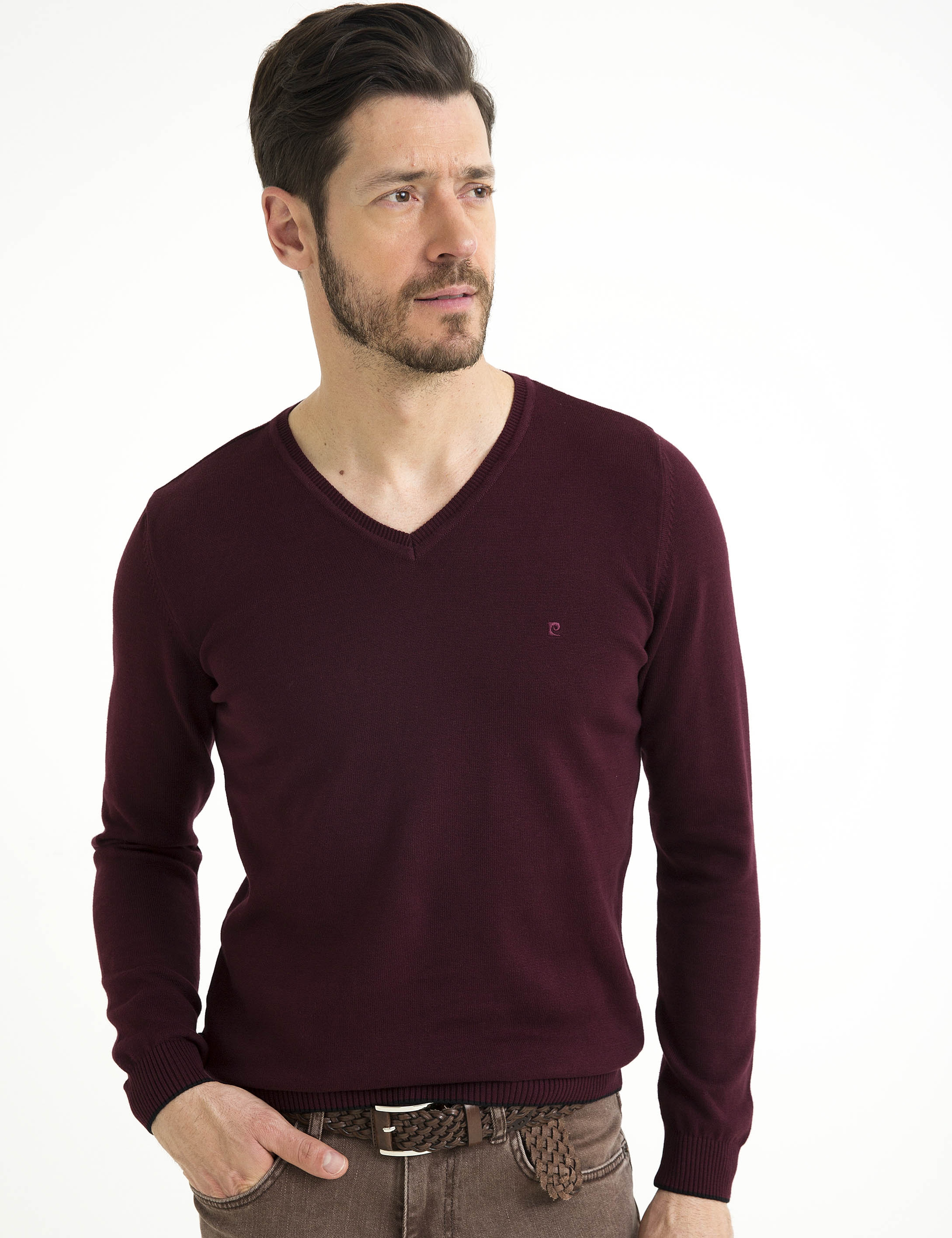 Bordo Slim Fit Basic Kazak - Image 1