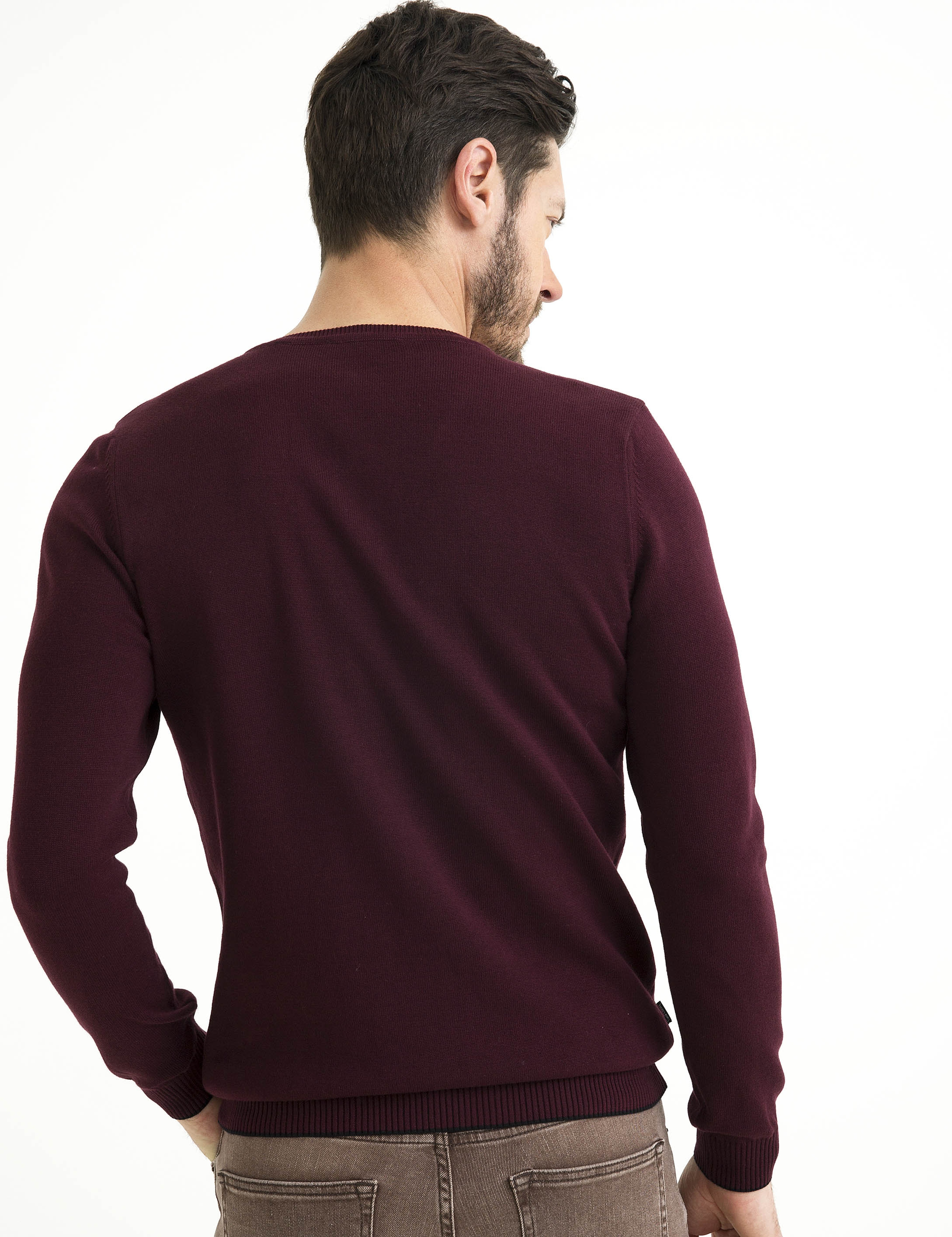 Bordo Slim Fit Basic Kazak - Image 4