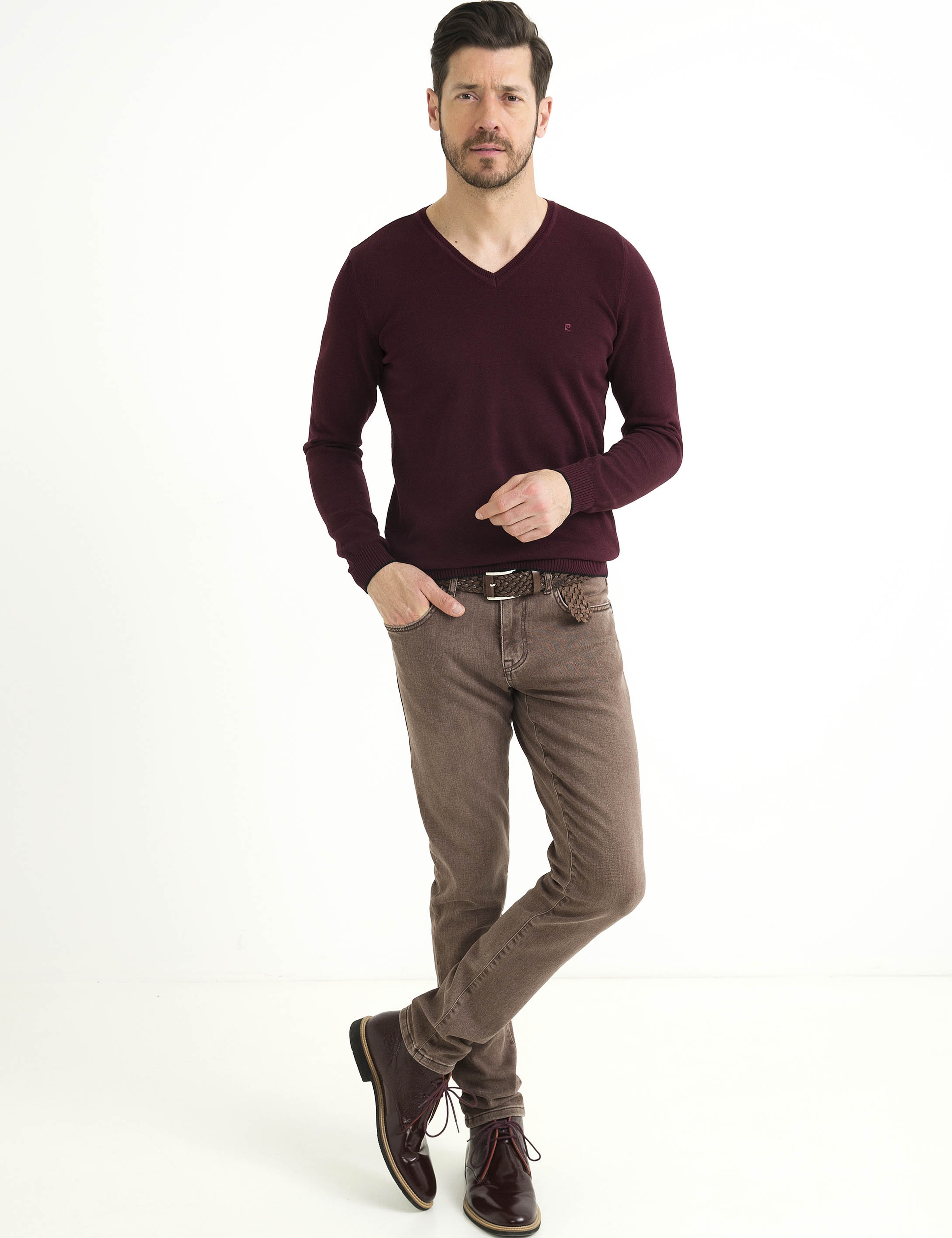Bordo Slim Fit Basic Kazak - Image 2