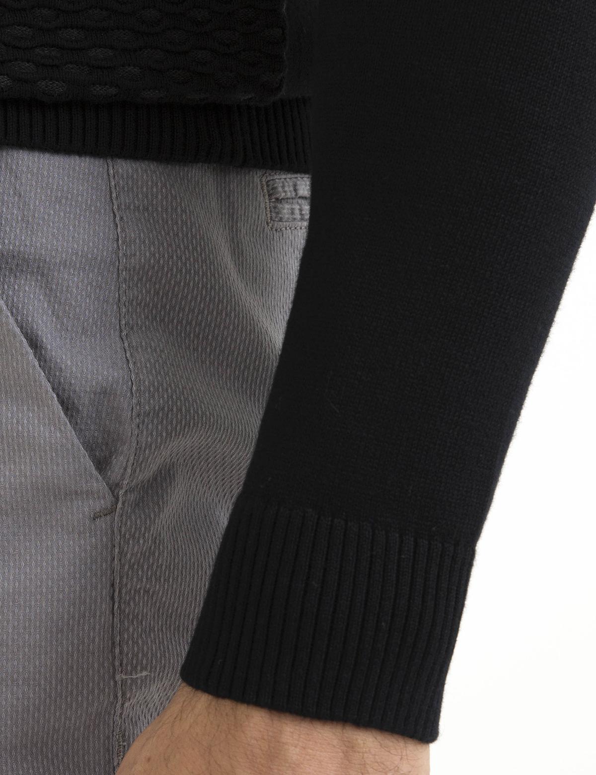 Siyah Slim Fit Triko Kazak - 50195744036