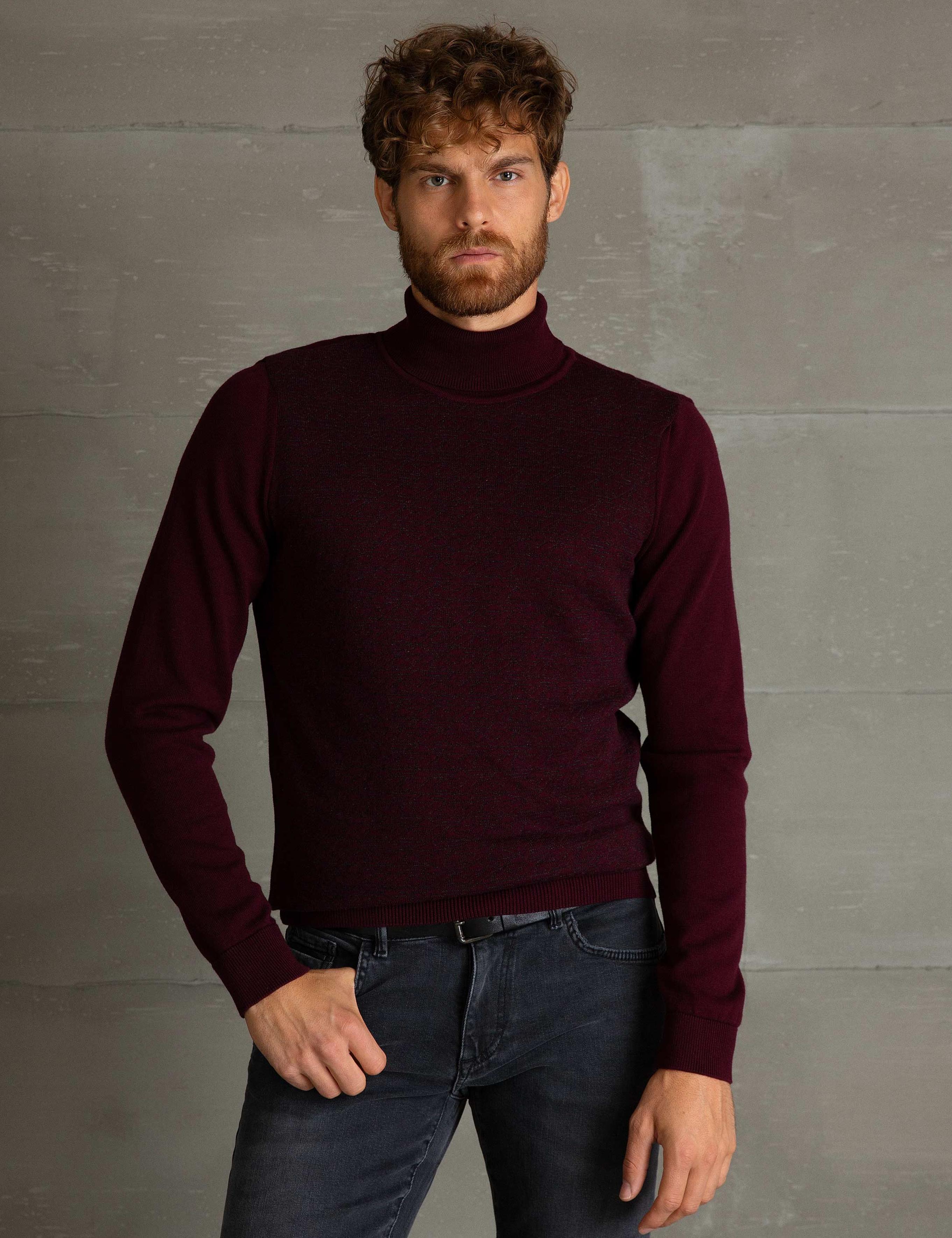 Bordo Slim Fit Triko Kazak