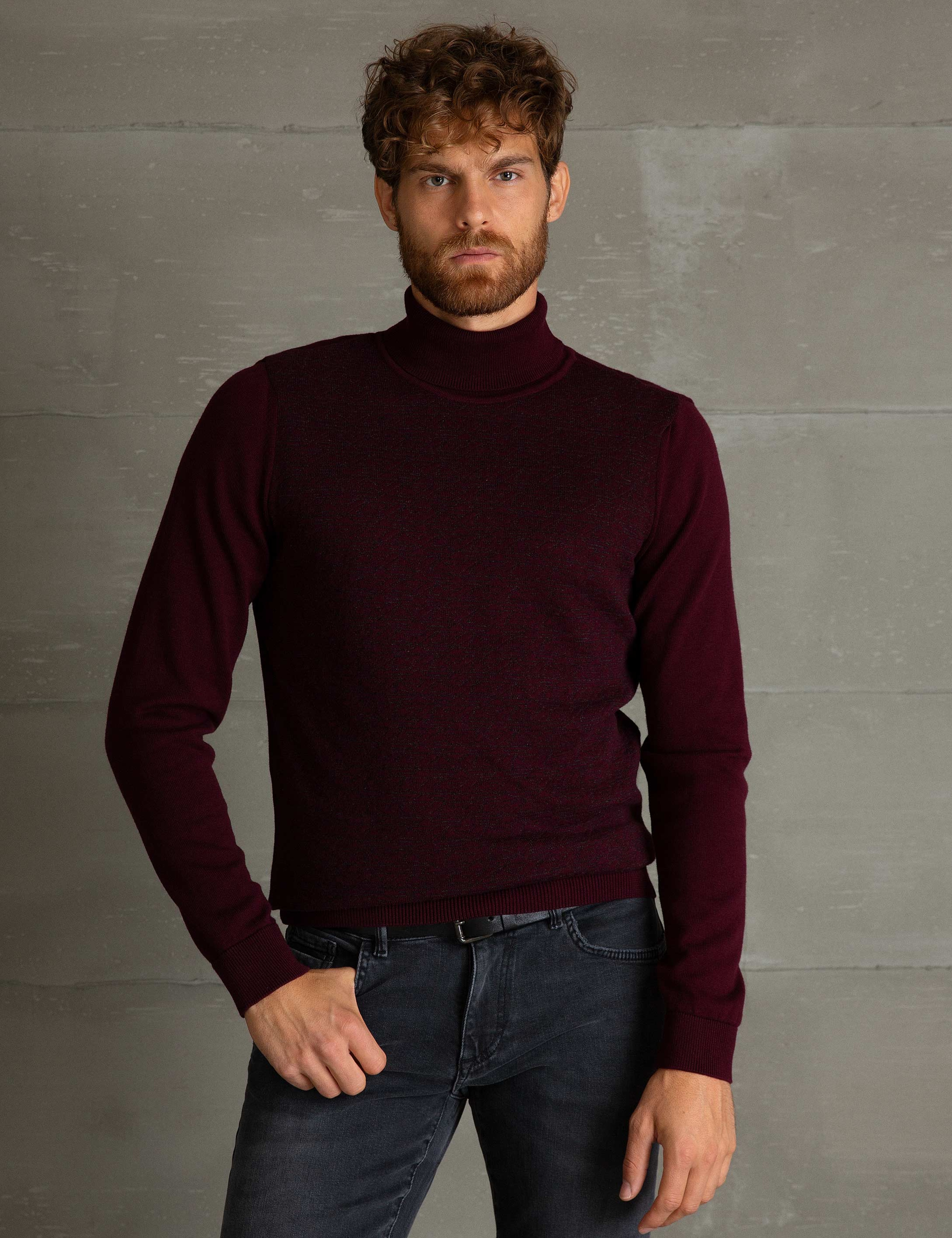 Bordo Slim Fit Triko Kazak - Image 2
