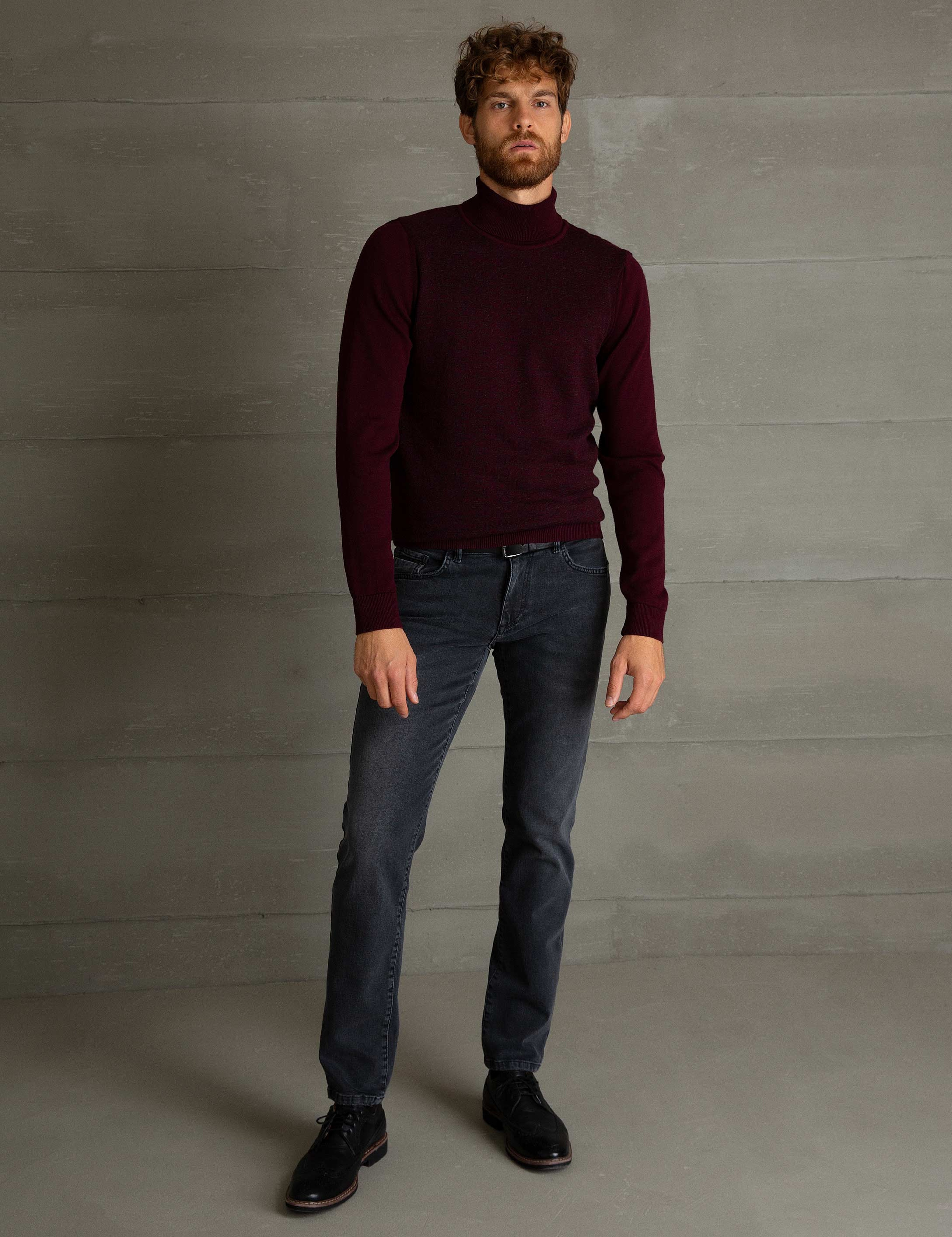 Bordo Slim Fit Triko Kazak - Image 1