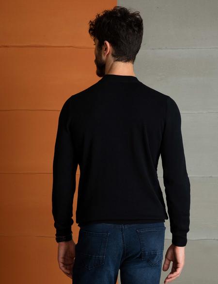 Siyah Slim Fit Triko Kazak - 50197192013