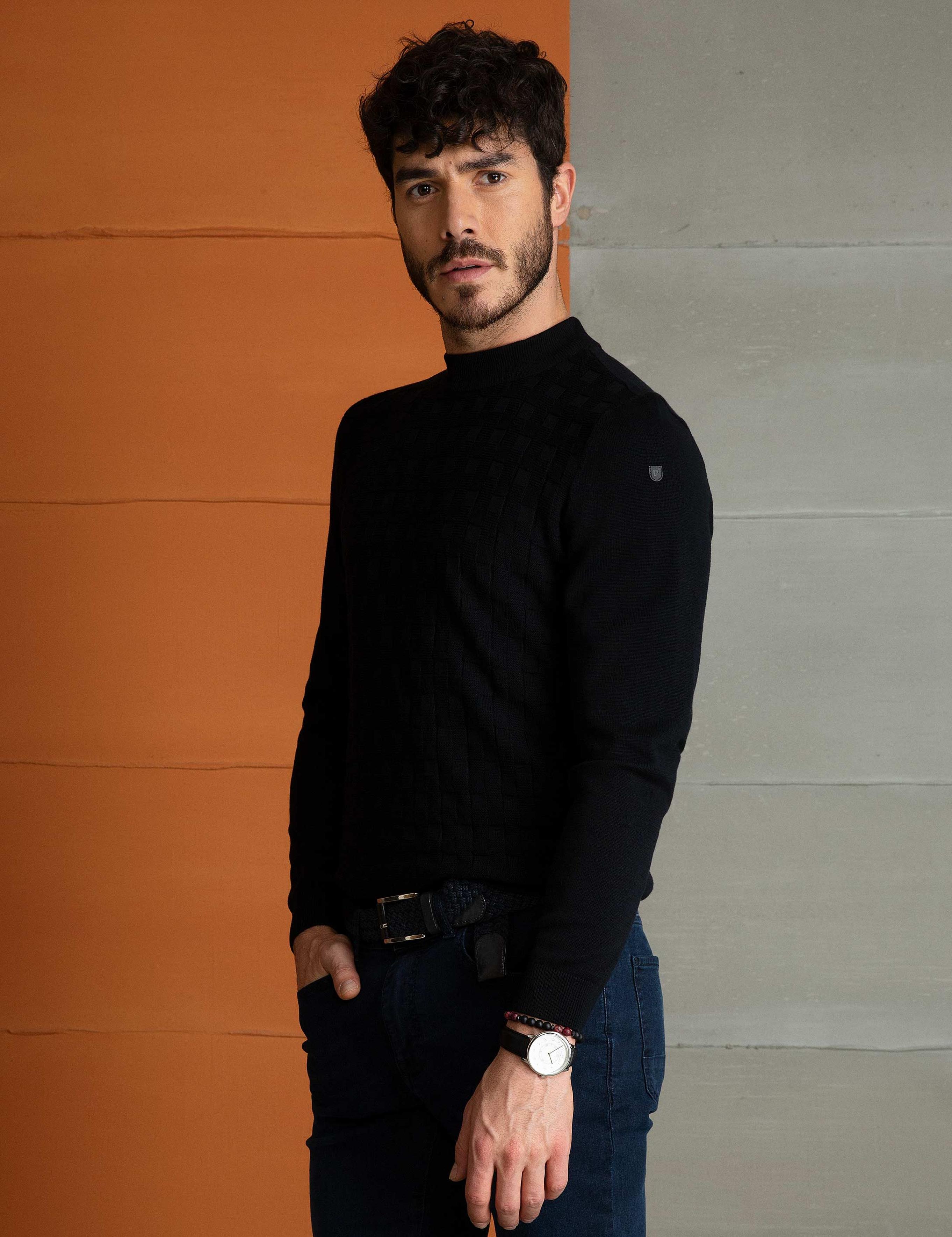 Siyah Slim Fit Triko Kazak