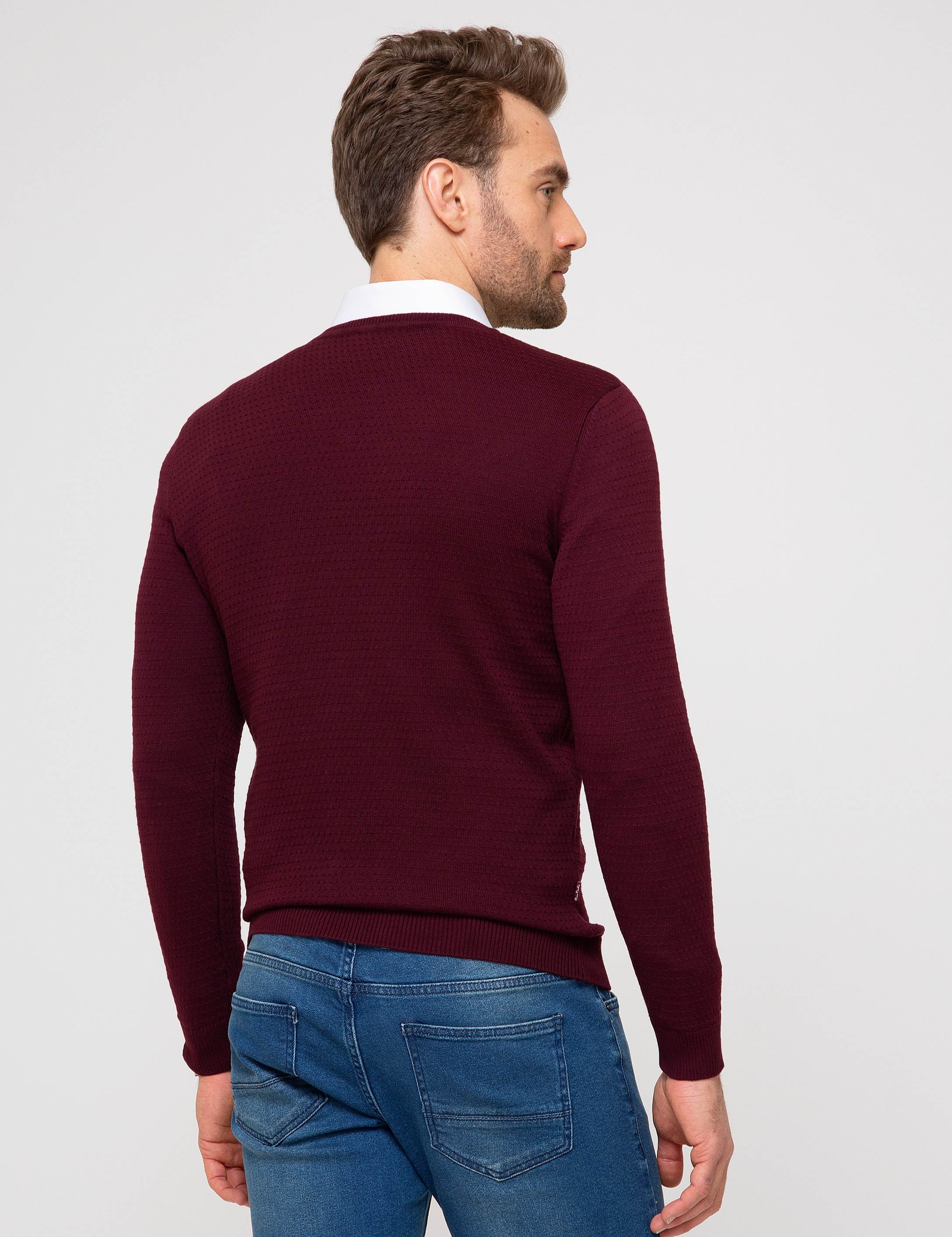 Bordo Slim Fit Kazak - Image 4
