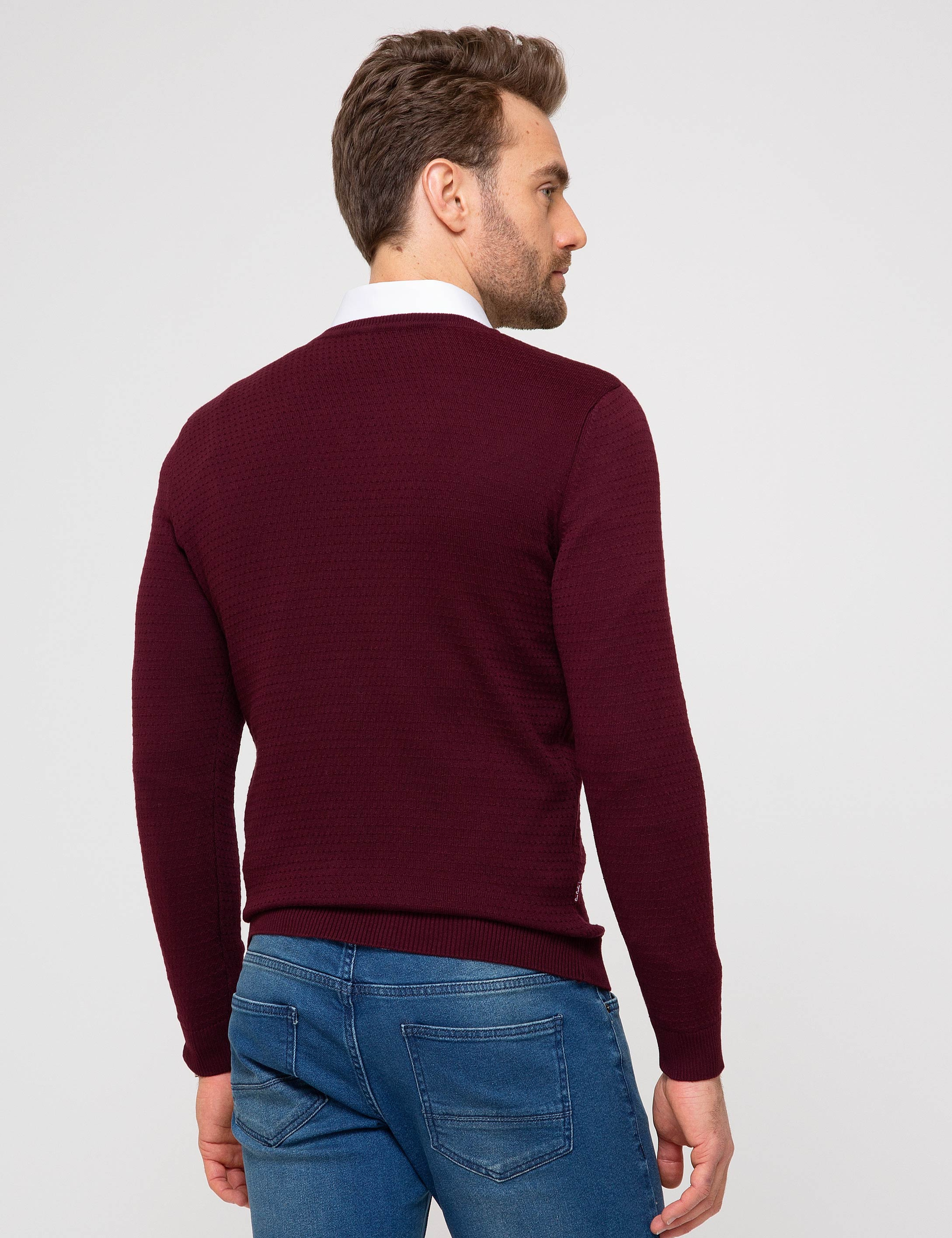 Bordo Slim Fit Kazak