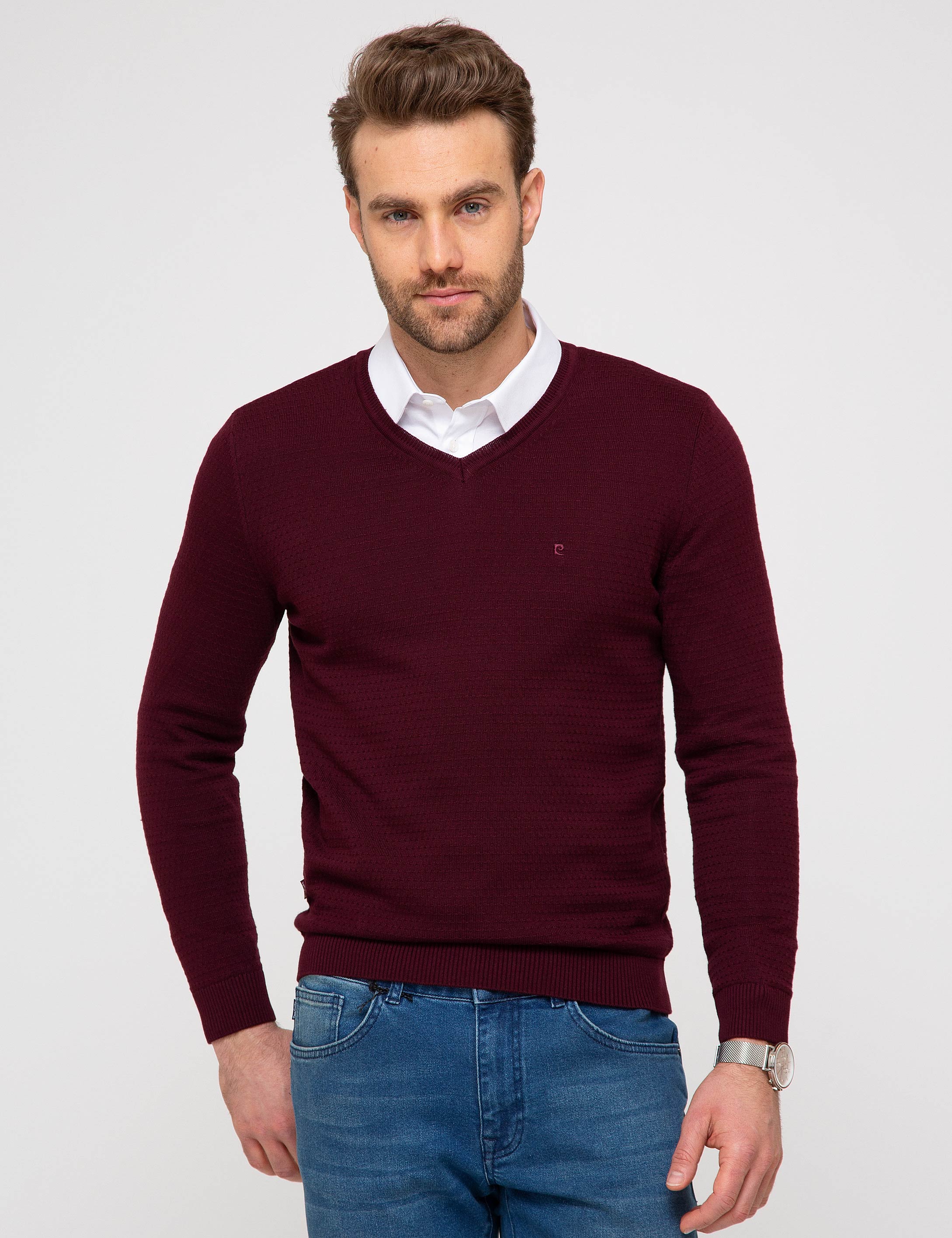Bordo Slim Fit Kazak