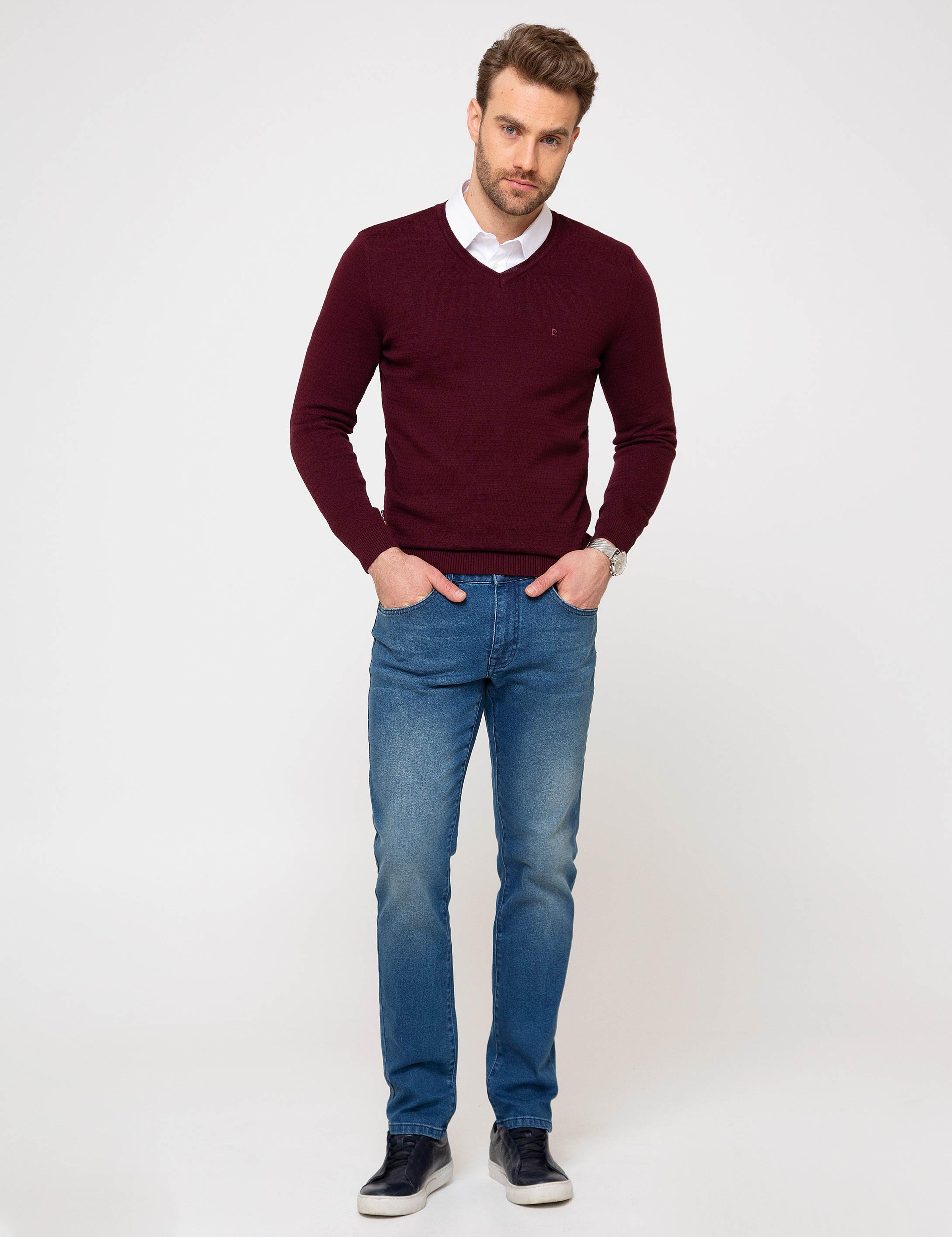 Bordo Slim Fit Kazak - Image 3