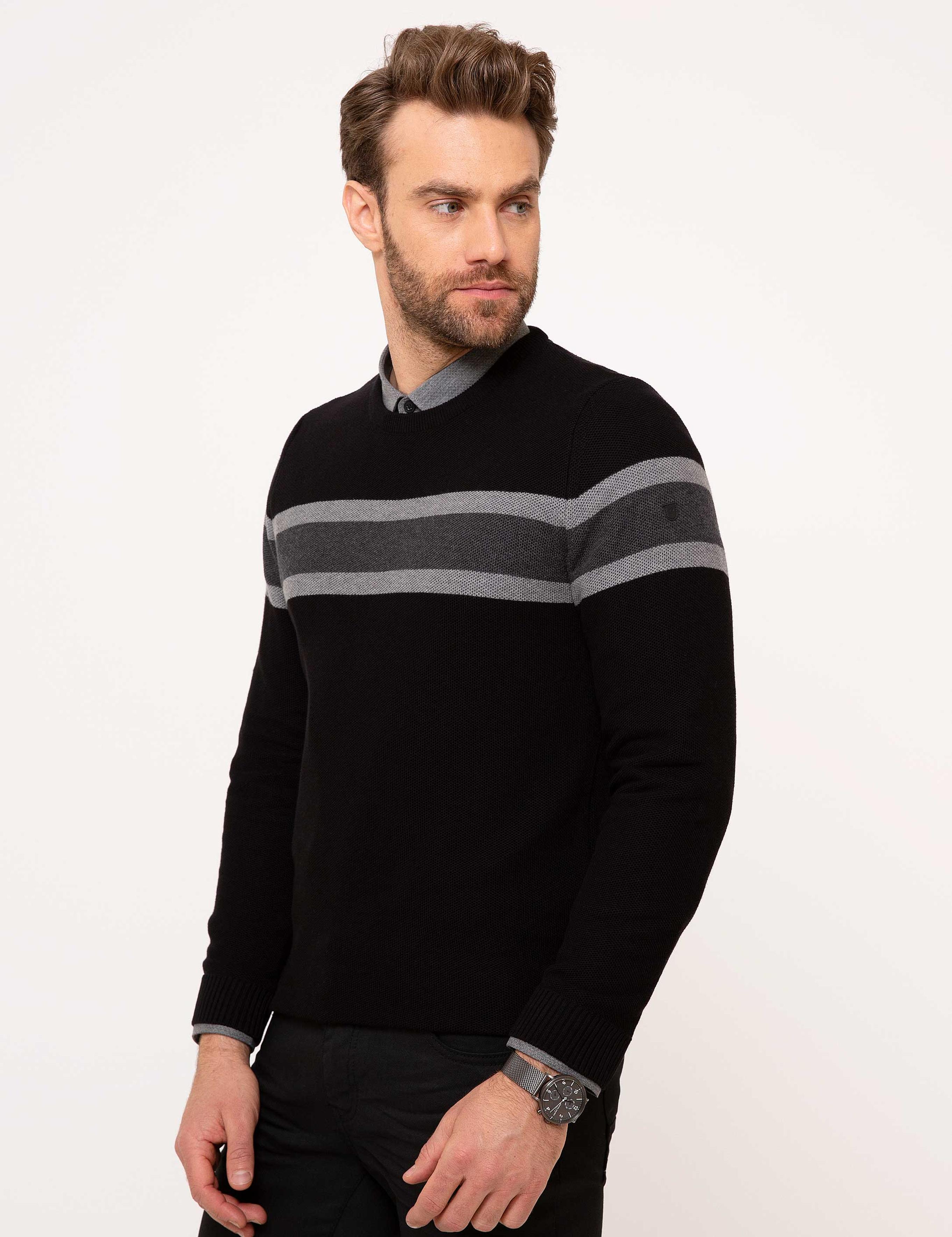 Siyah Slim Fit Kazak