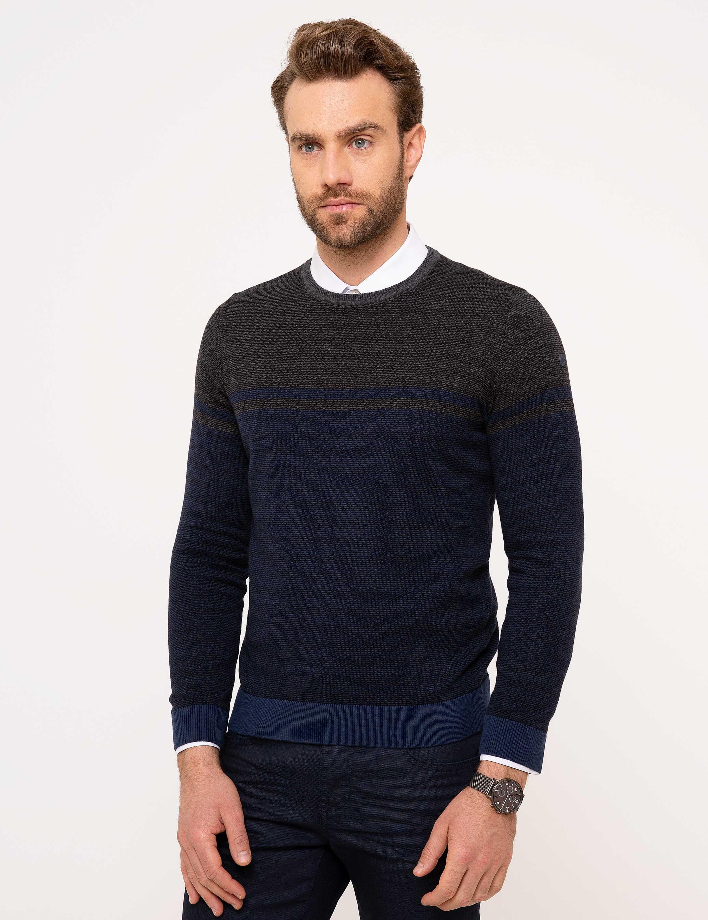 Lacivert Slim Fit Kazak