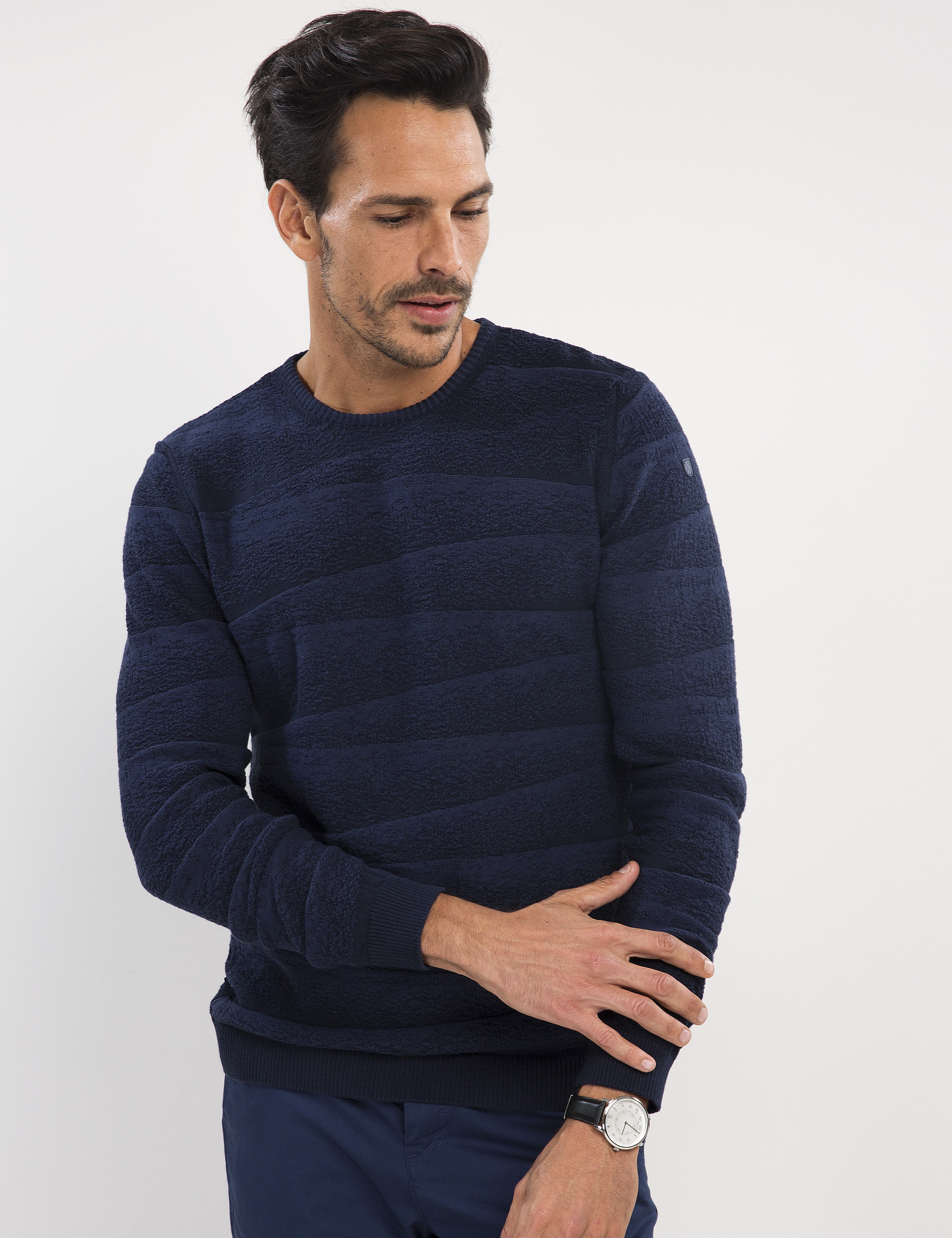 İndigo Mavi Slim Fit Triko Kazak - Image 2