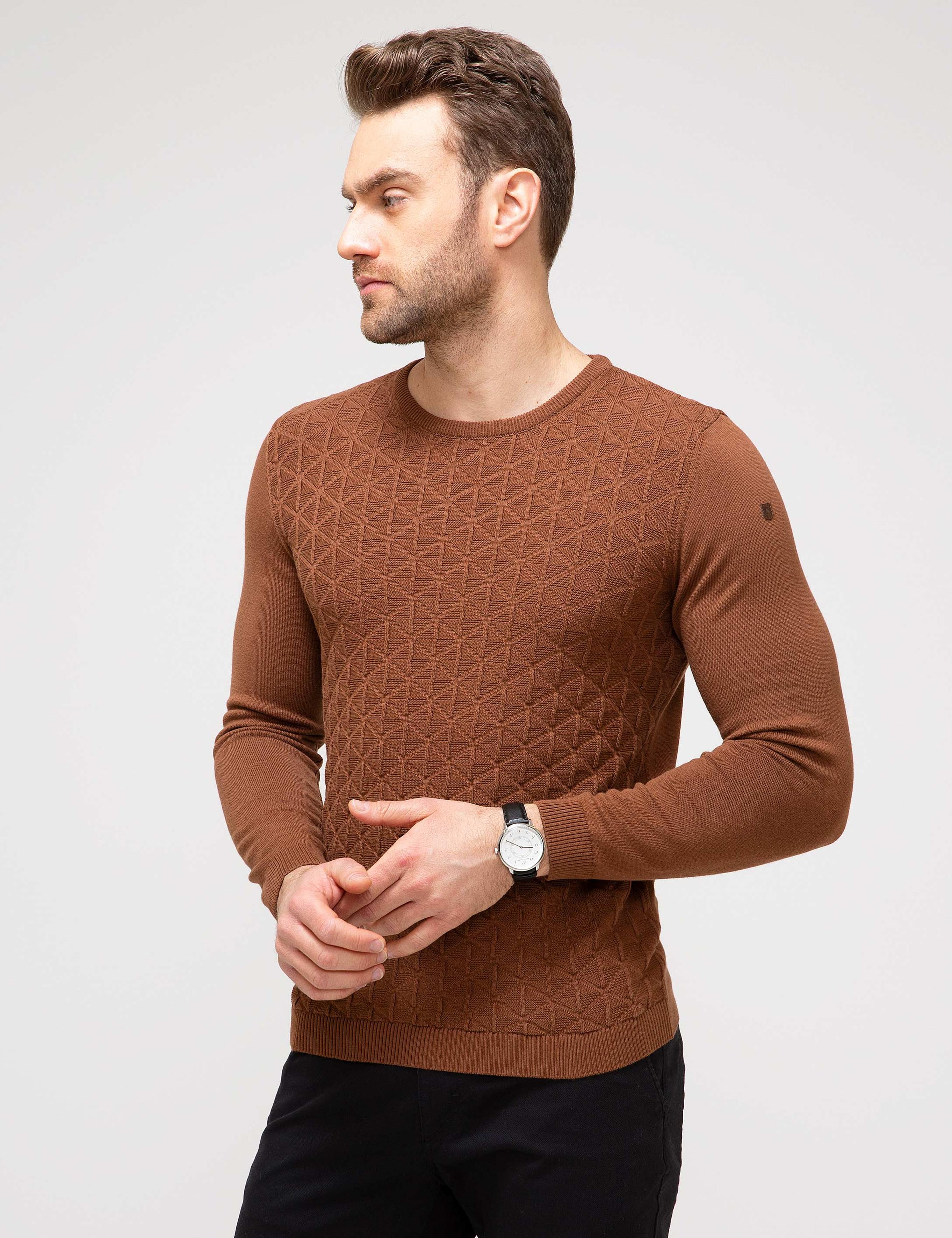 Turuncu Slim Fit Triko Kazak