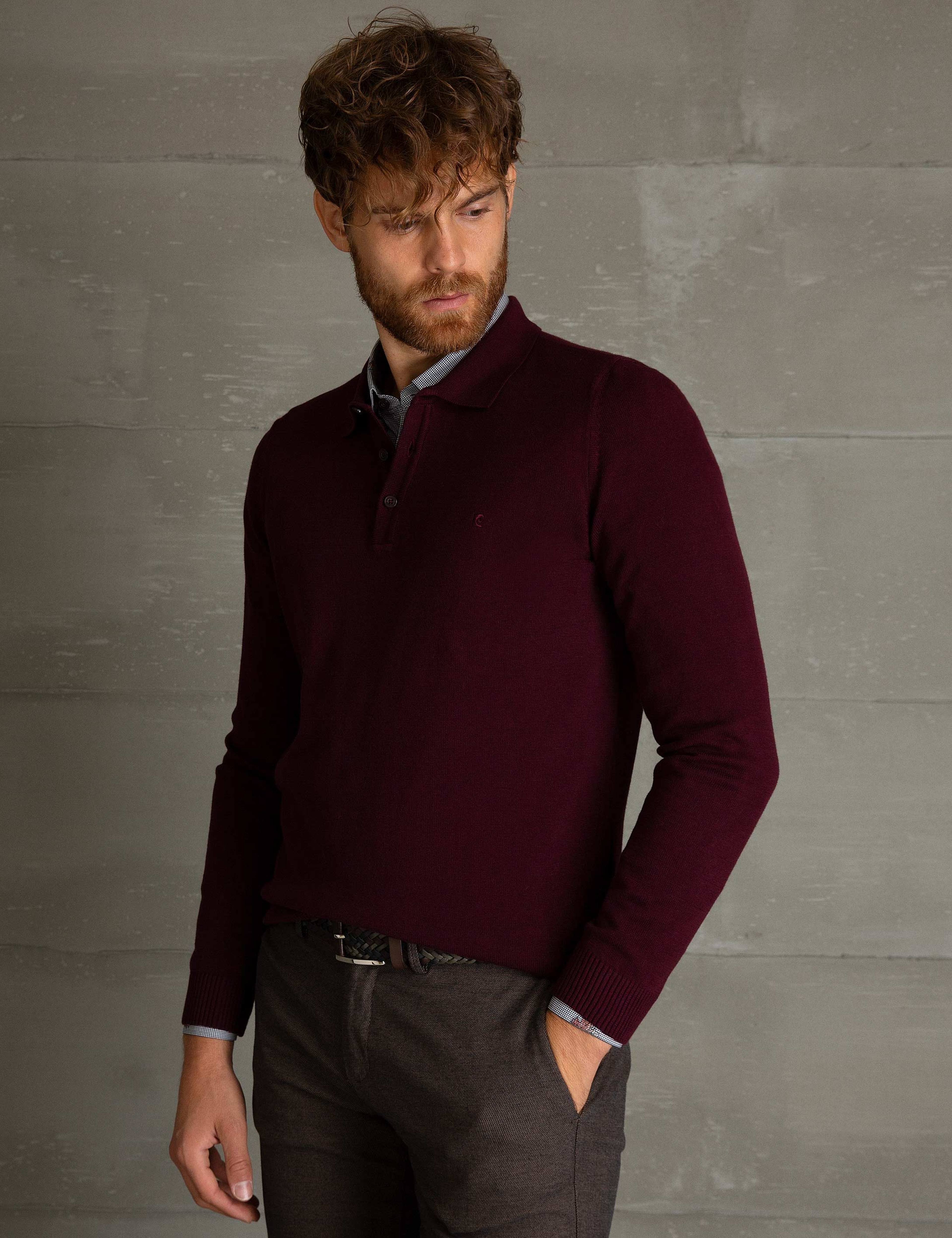 Bordo Slim Fit Basic Triko Kazak