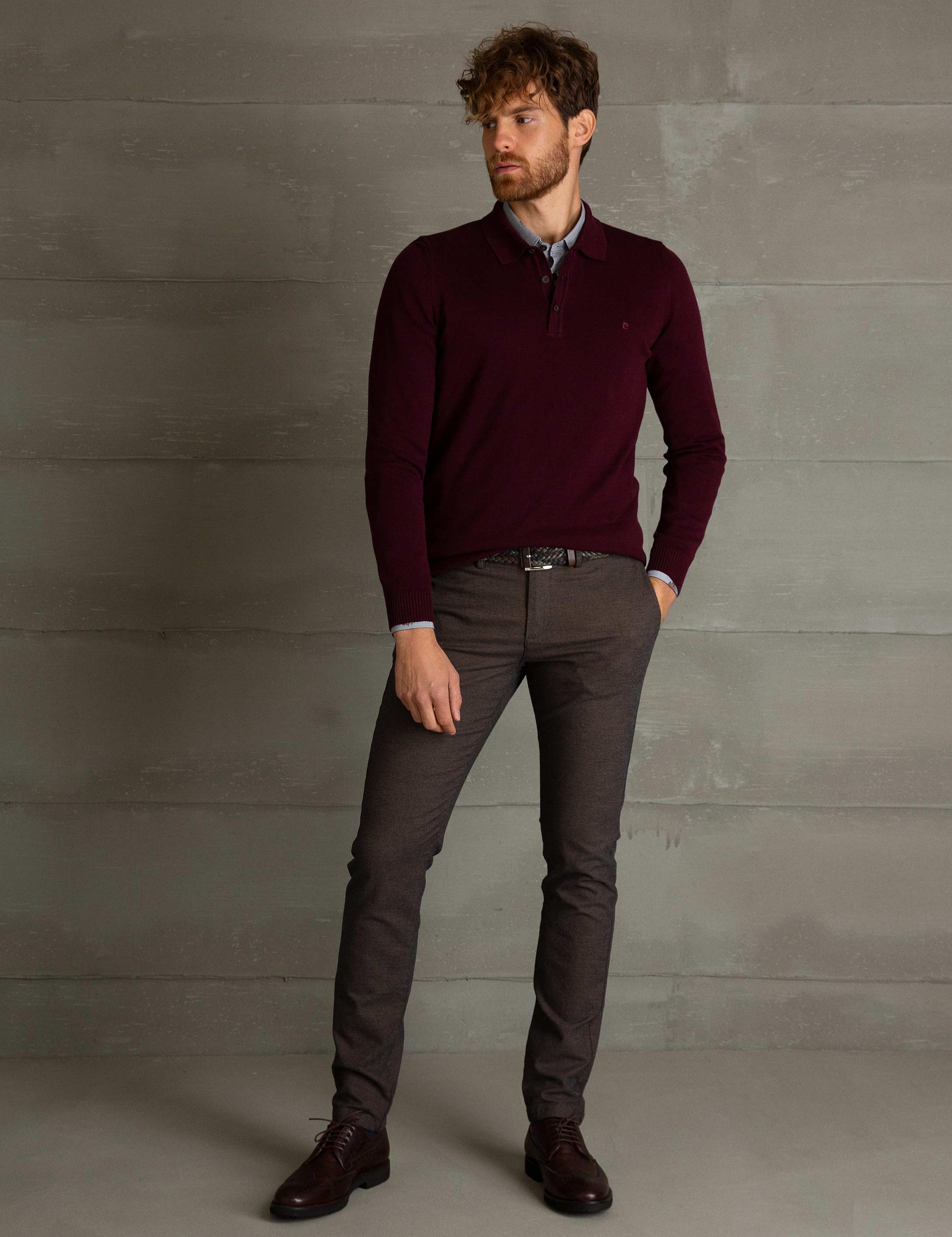 Bordo Slim Fit Basic Triko Kazak