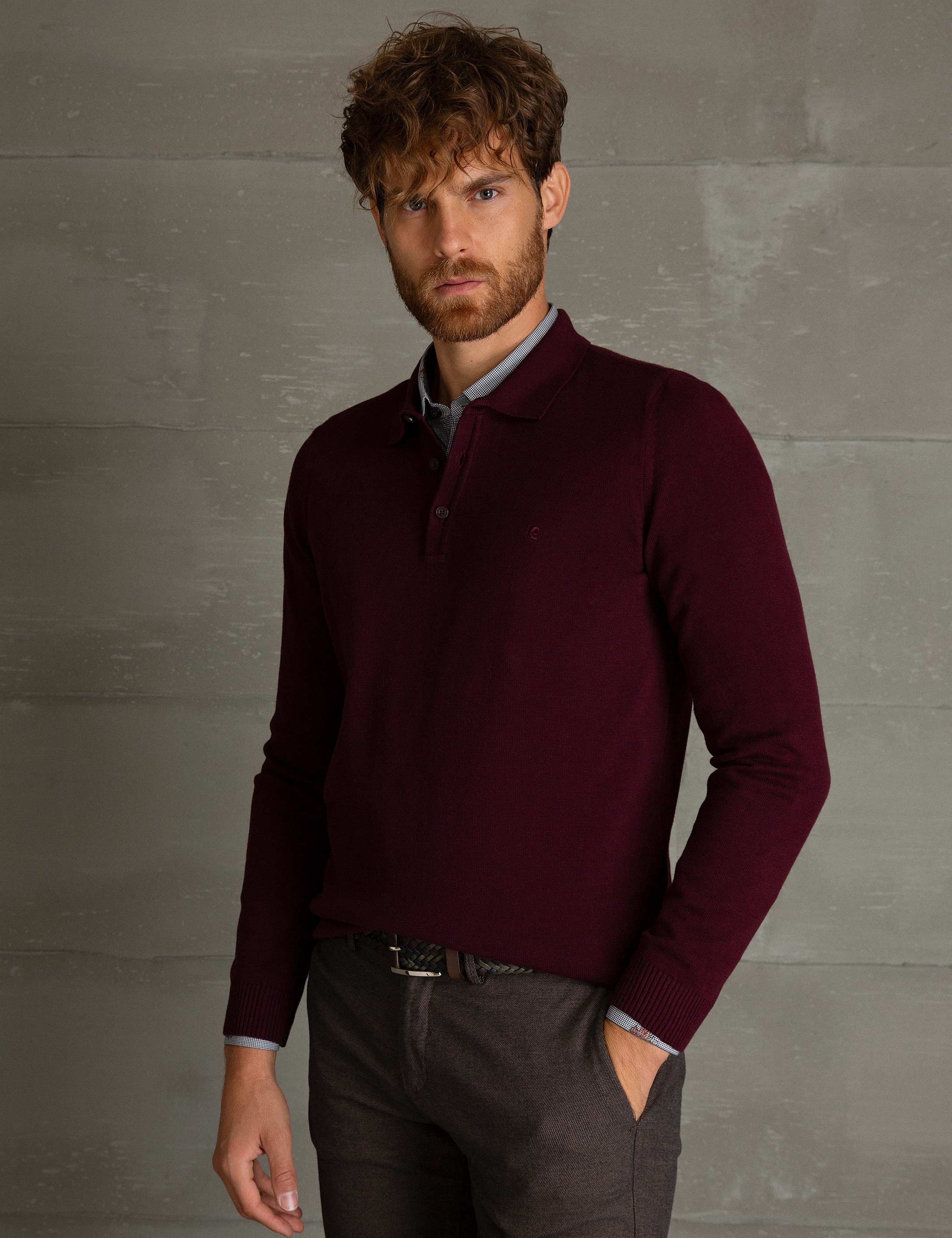Bordo Slim Fit Basic Triko Kazak