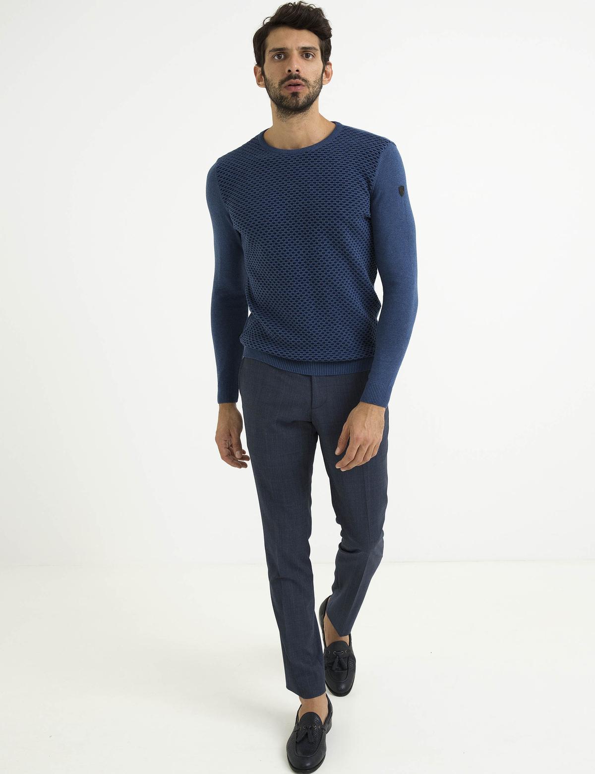 İndigo Mavi Slim Fit Triko Kazak - 50195744047