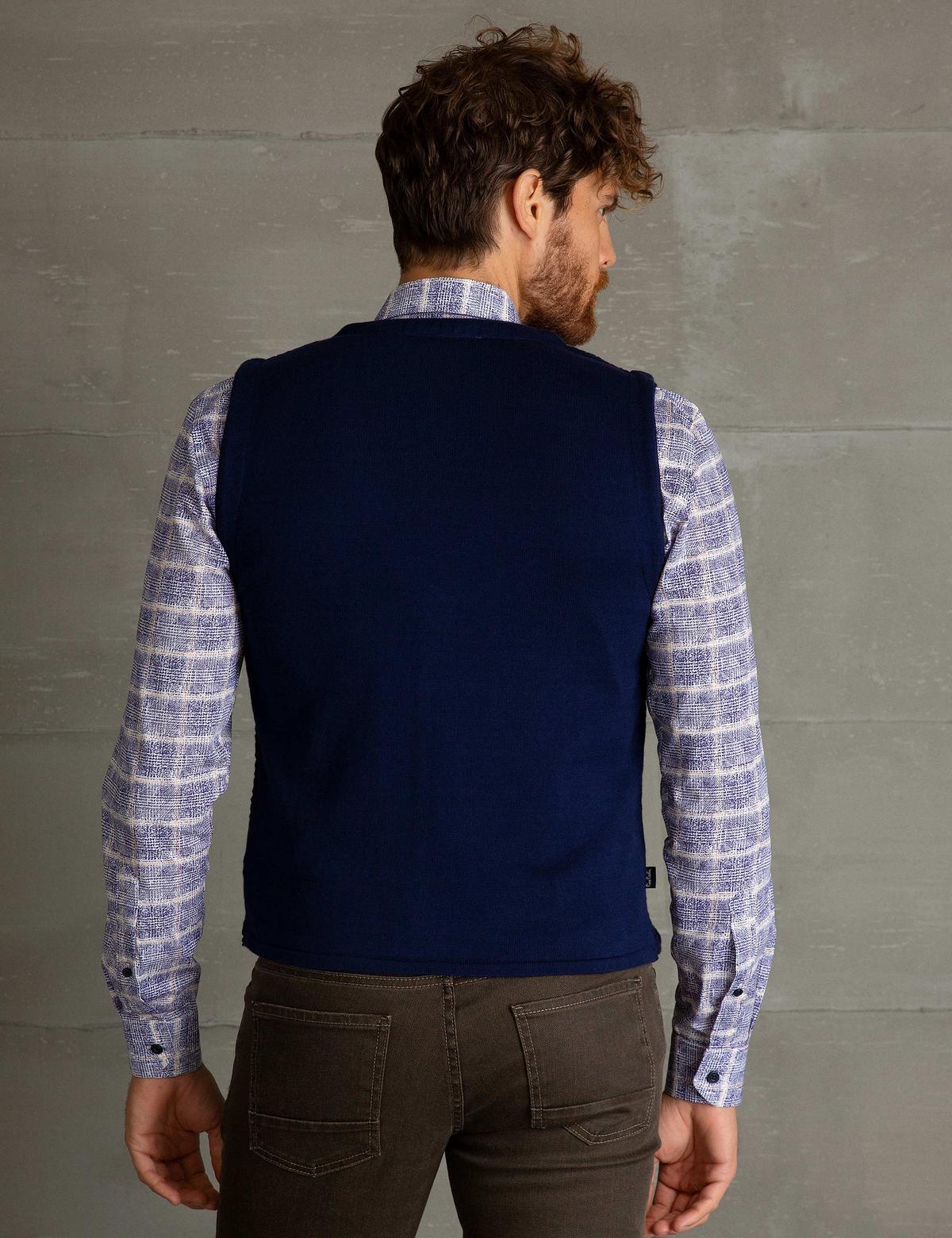 Lacivert Slim Fit Triko Yelek - 50196041004